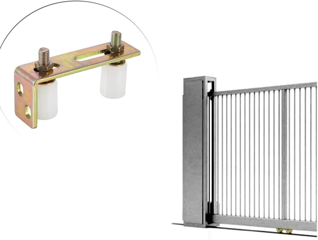 Slide Gate Guide Roller with L Post Bracket Nylon Dual Rollers for Sliding Gates