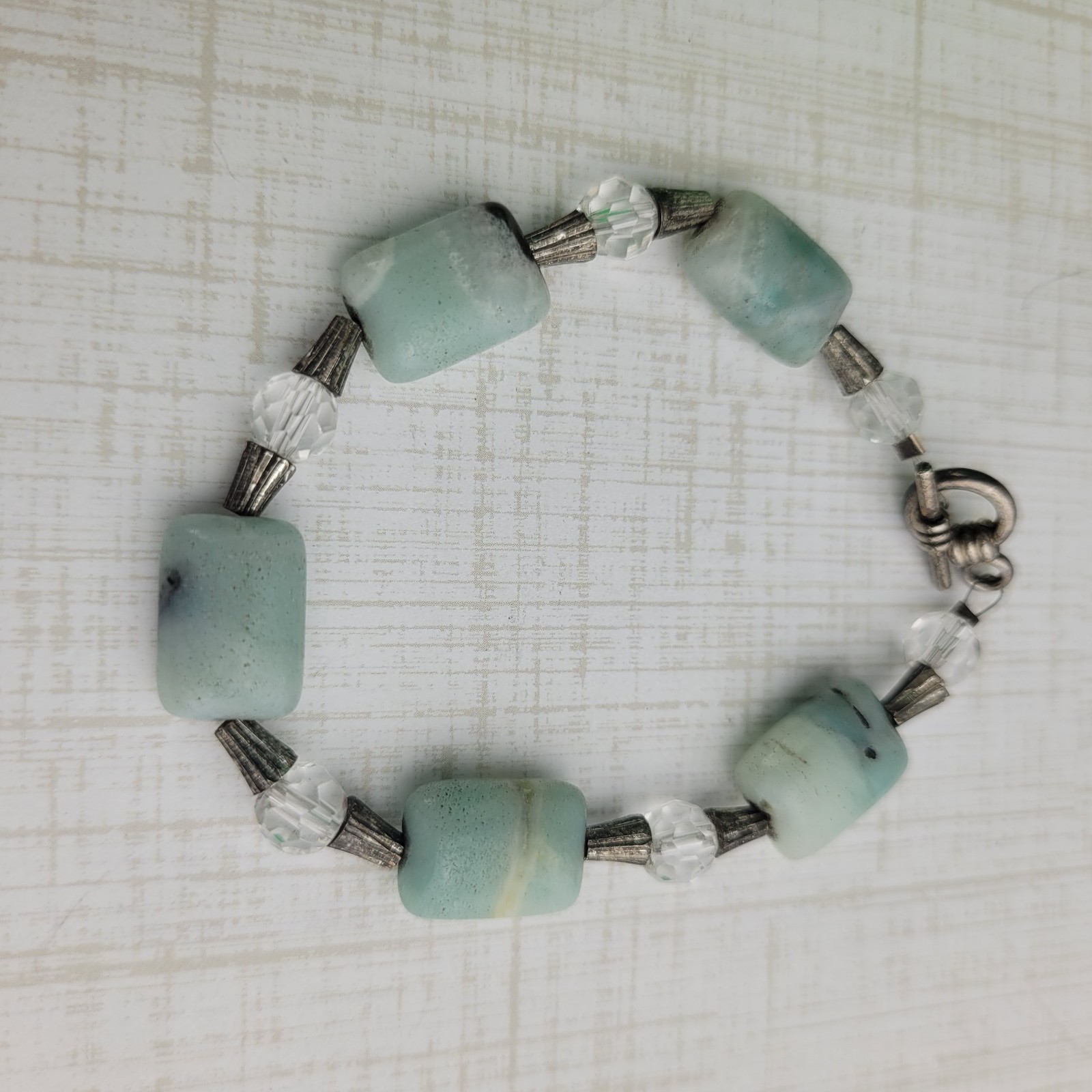 Amazonite Beaded Bracelet Artisan Made 6"