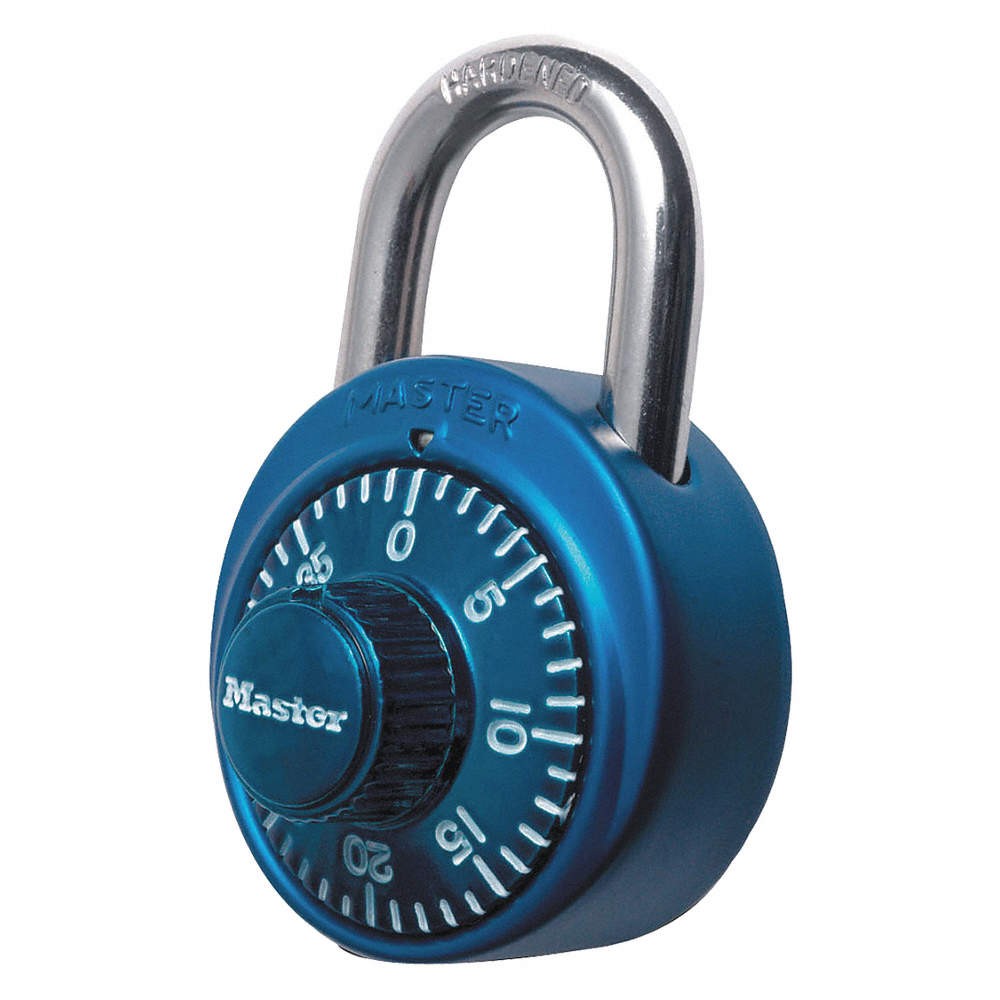 MASTER LOCK 1528D Combination Padlock,2 in,Round,Blue 483N11