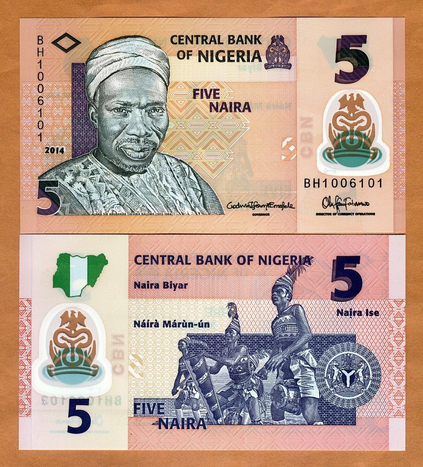 Nigeria, 5 naira, 2014, P-38e, POLYMER, UNC