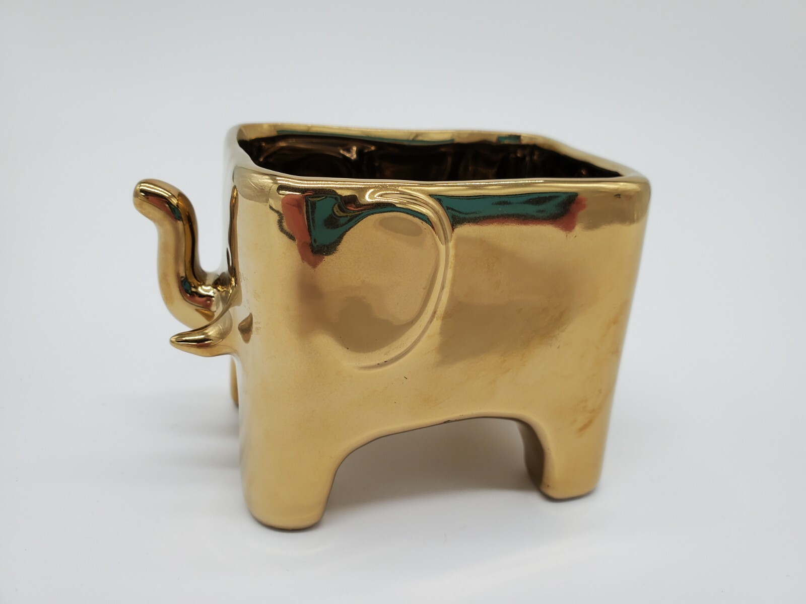 Floor 9 Elephant Succulent Planter Gold Shiny Ceramic Finish 4.5" x 3" x 2.5"