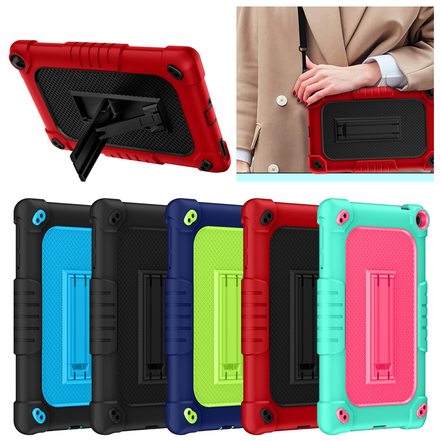 for Walmart Onn 8 Tablet Case Gen 3 2022 Model Built in Kickstand Shoulder Strap