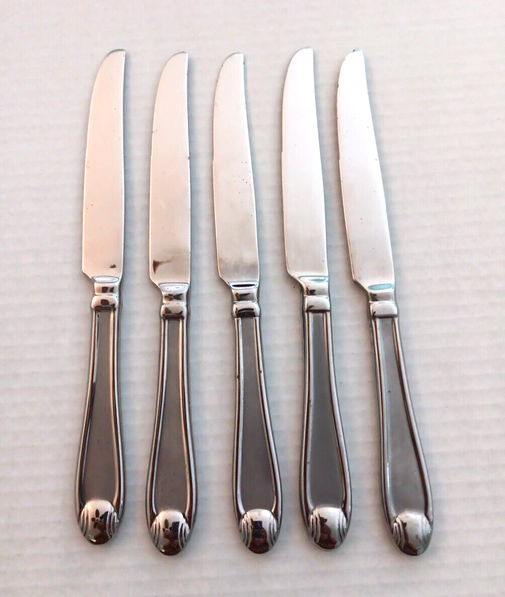Oneida SATIN GARNET 18/10 Stainless 5 Dinner Knives Flatware EUC