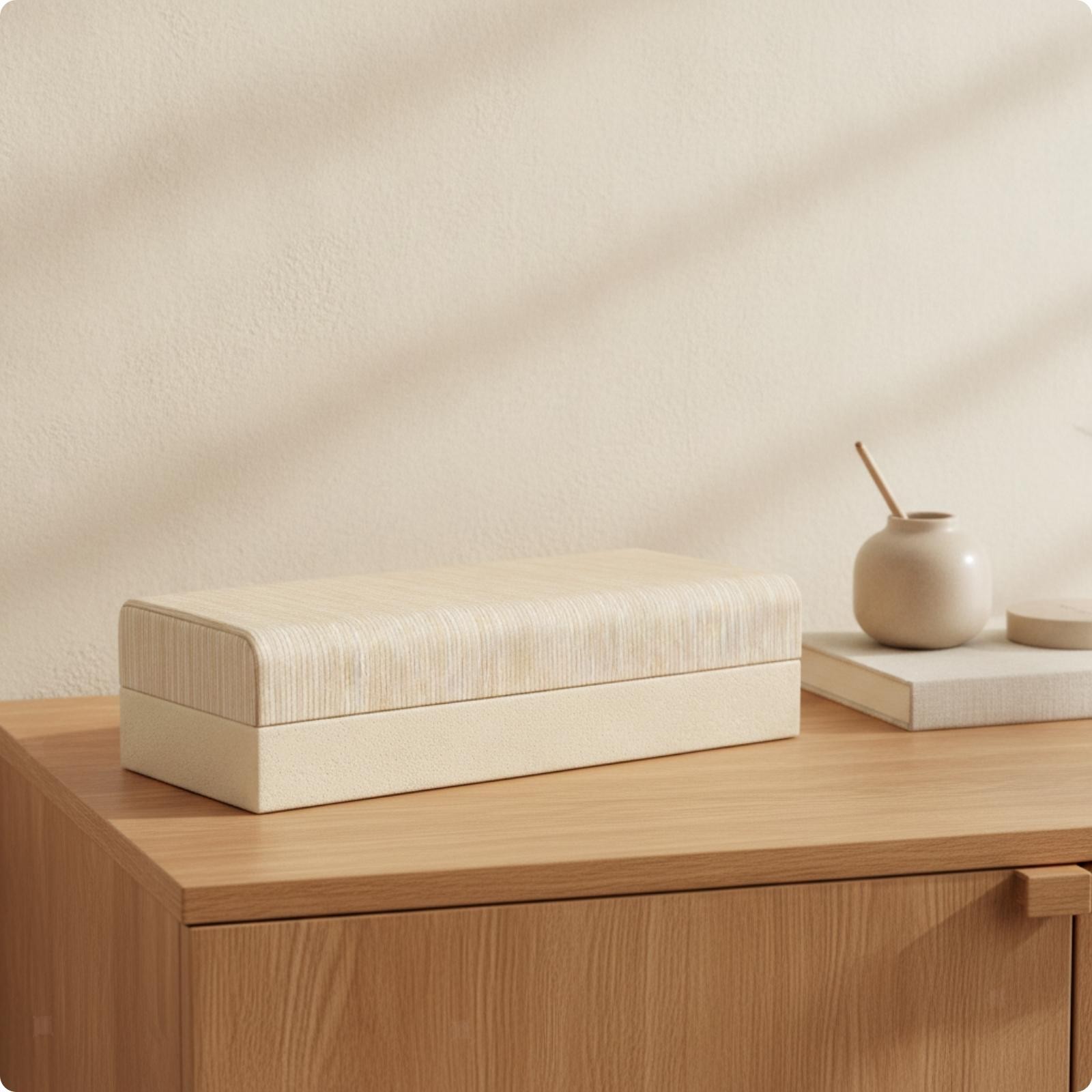Wood-Grain Decorative Storage Box with Lid Rectangular Wooden Storage Box with