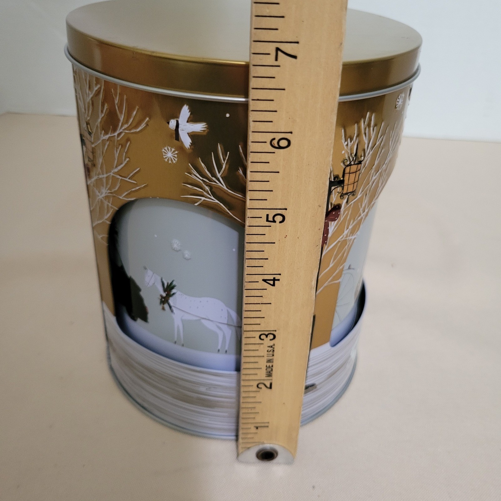 Stockmeyer Rotating Music Candy Tin Holiday Winter Scene Empty