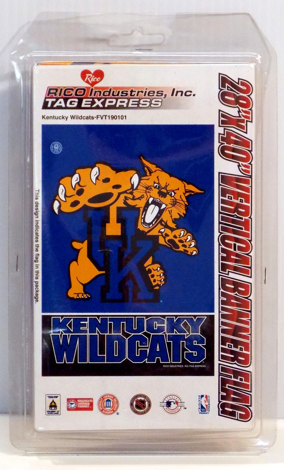 Kentucky Wildcats 28 x 40 Inch Vertical Banner Flag for use with Wooden Dowel