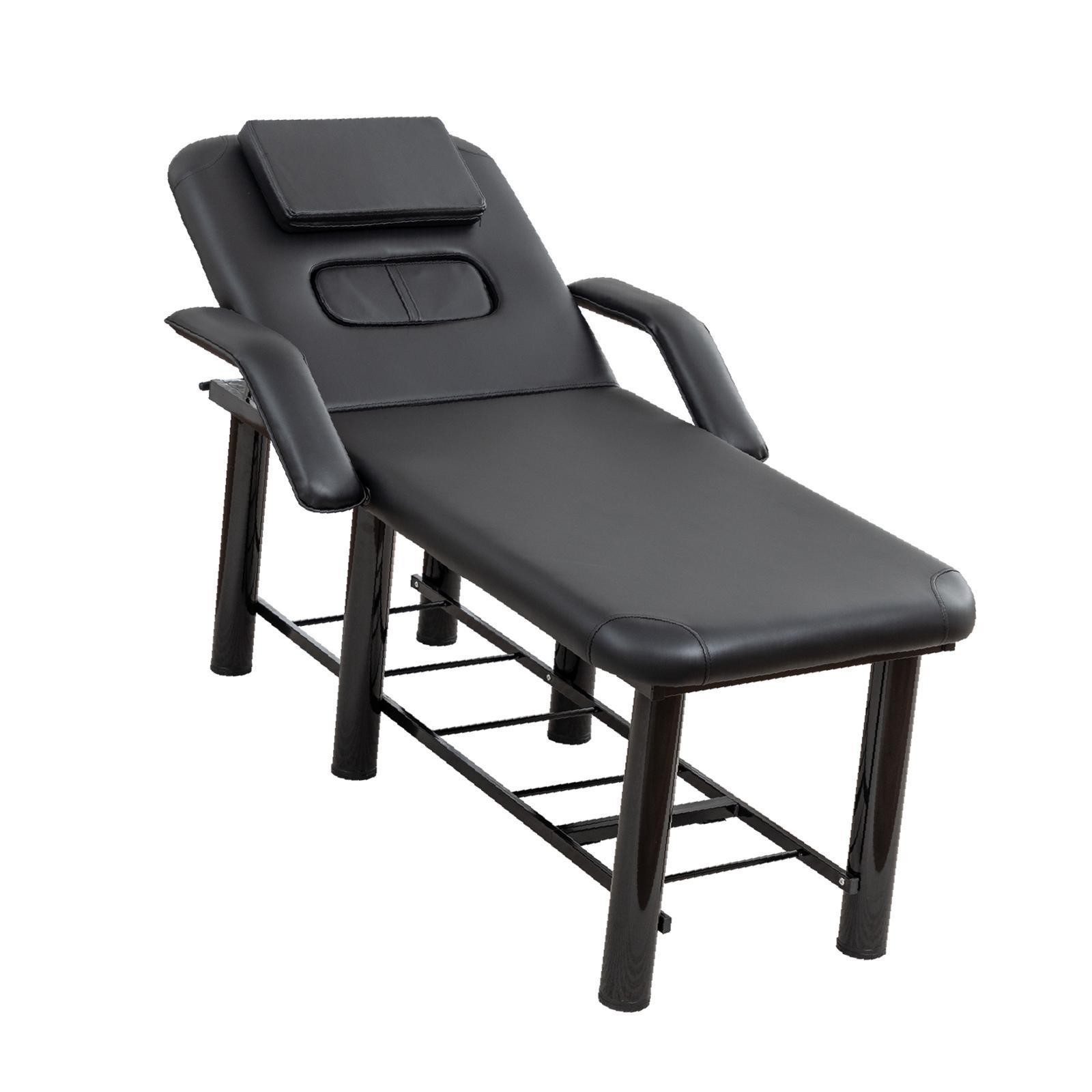 Massage Tables Adjustable Beauty Bed with Removable Headrest Armrests Shelf for