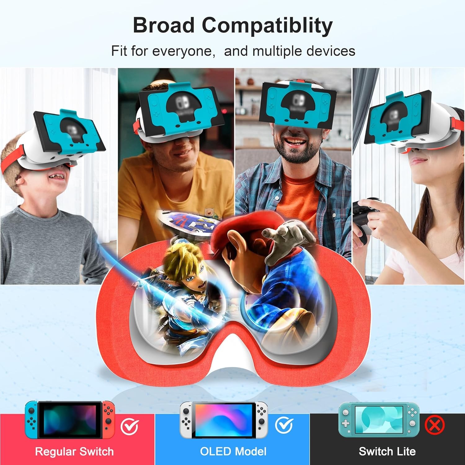 HD Adjustable Lens VR Headset For Nintendo Switch & Switch OLED Labo VR Kit