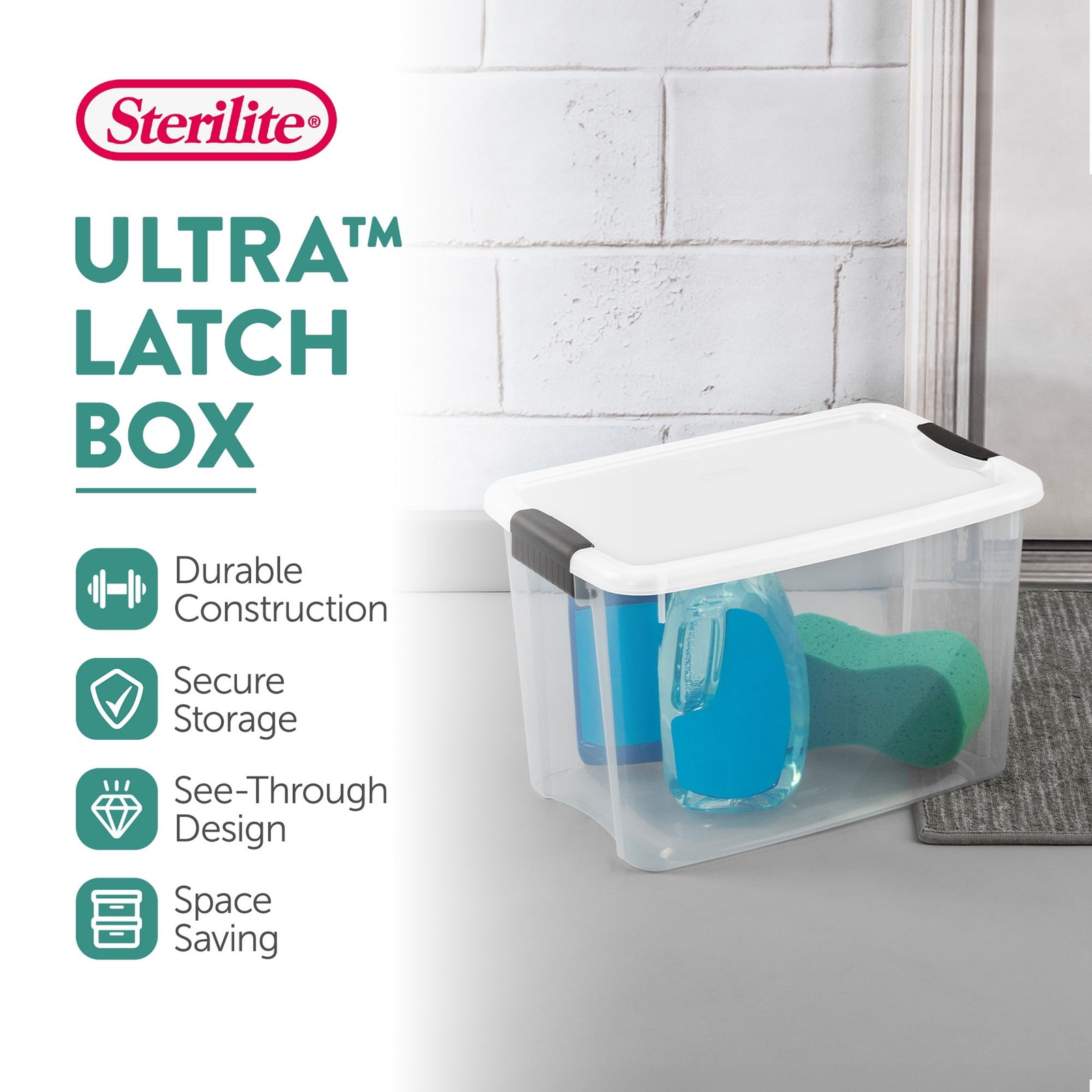 30 Qt Clear Plastic Stackable Storage Bin w/ Latch Lid, White (6 Pack)