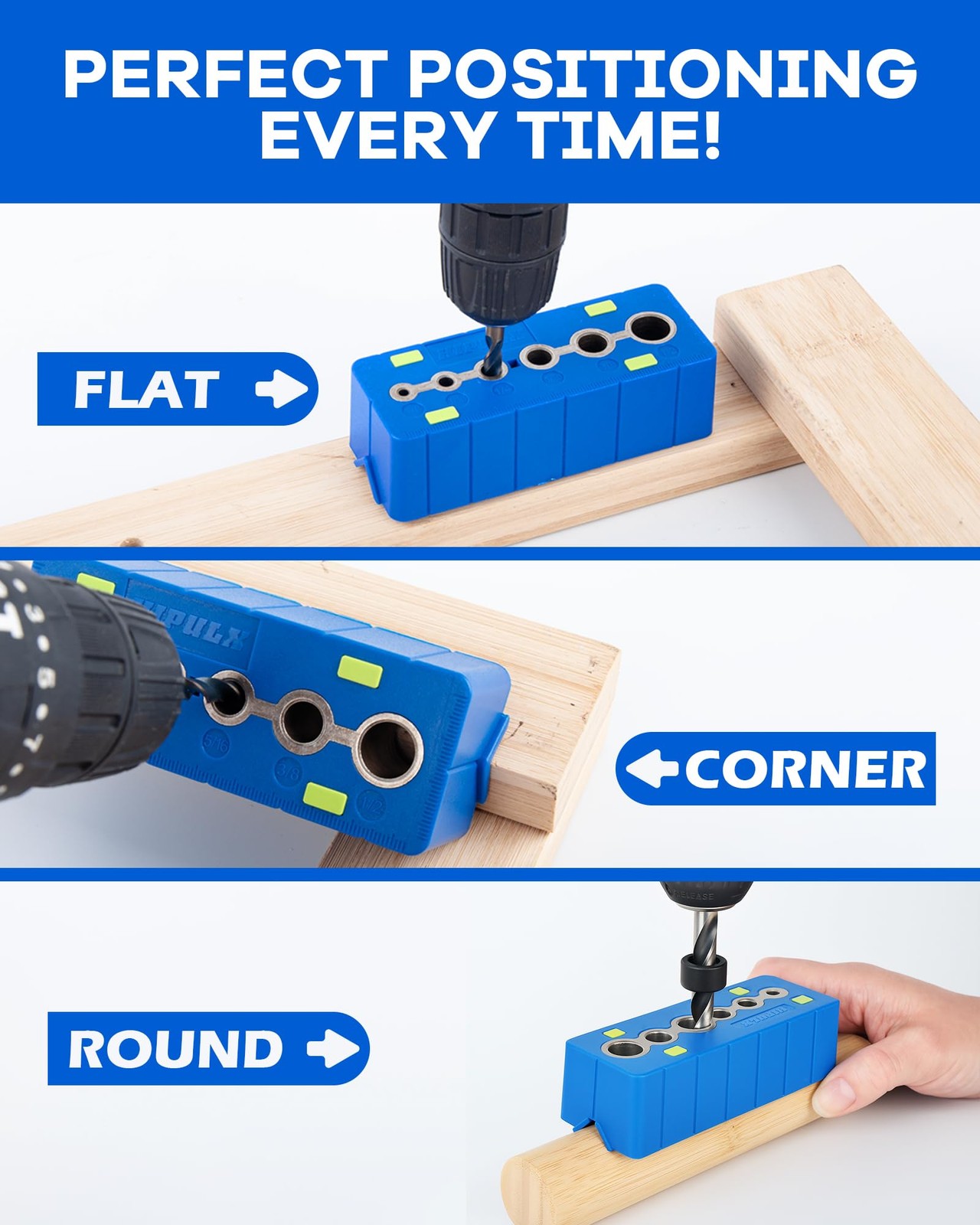 Drill Block Guide Set for Straight Holes with Drill Bits & Stop Collars – Com...