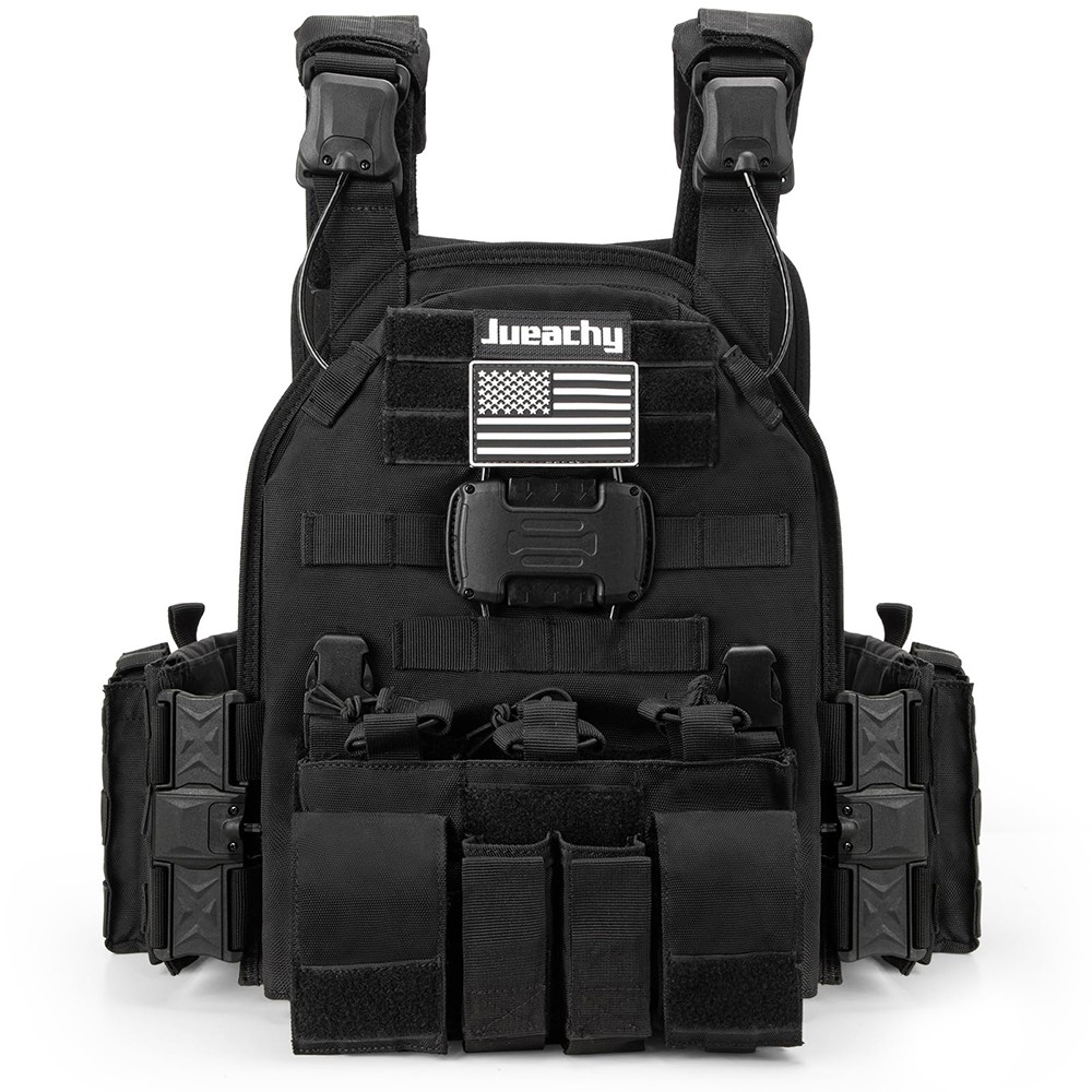 Magnetic Tactical Vest Molle Adjustable Army Assault Combat Carrier Black