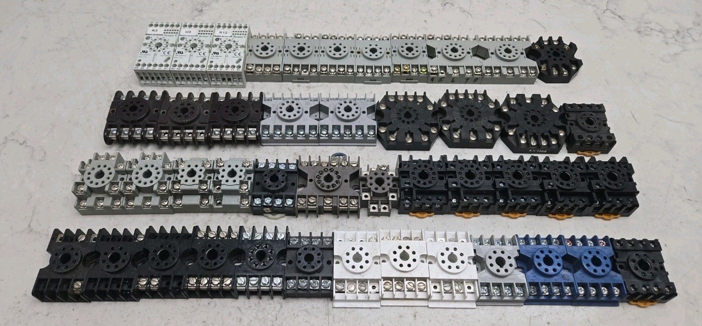 Bulk Mixed Lot 45 Octal Relay Sockets Allen Bradley Spc Omron Square D Amf Reel