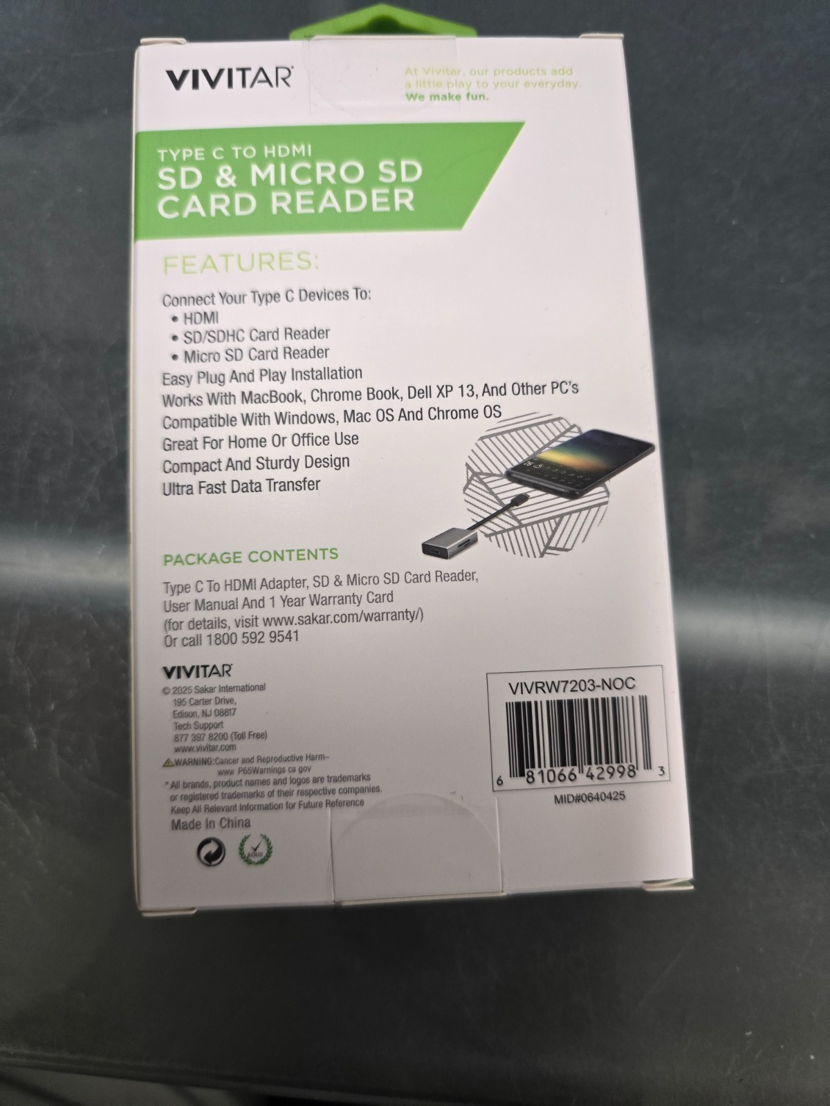 Vivitar Type-C to HDMI Port Adapter with SD and Micro SD Card Reader