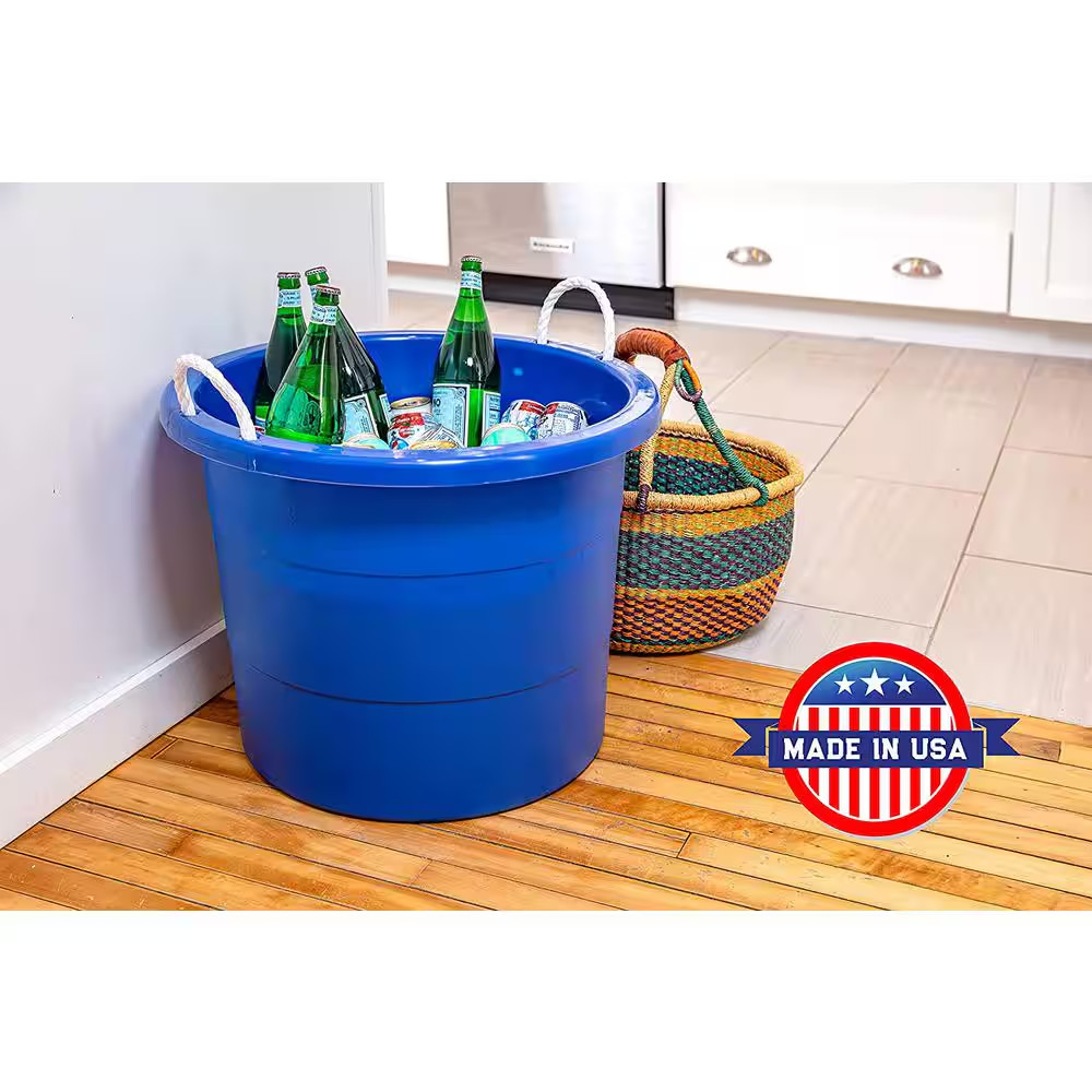 19 Gal. Rope Handle Tub, Blue (2-Pack)