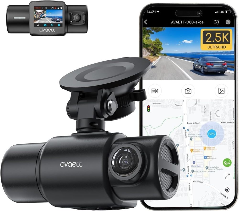 Dual Dash Cam for Uber Front 2.5K & Inside 1080P Cabin Camera with GPS/WiFi