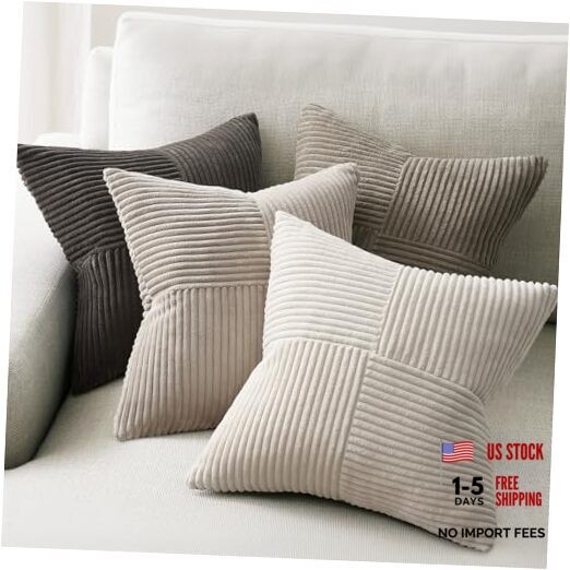 Decorative Neutral Gray Throw Pillow Covers 18" x 18" (Pack of 4) Neutral Grey