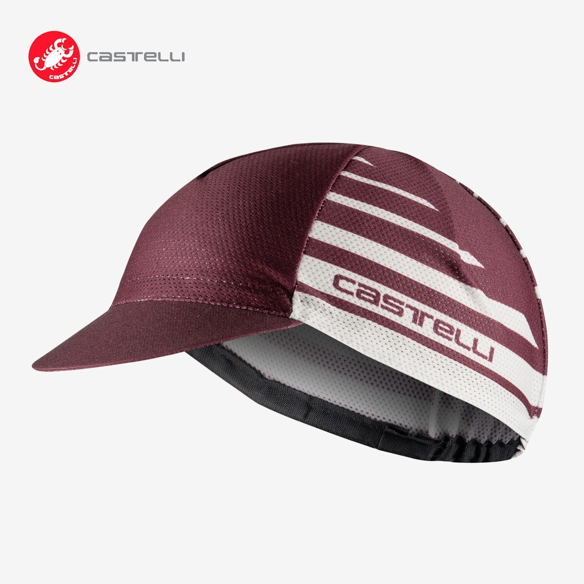 Castelli CLASSICO Breathable Cycling Cap : DEEP BORDEAUX/SILVER MOON - One Size