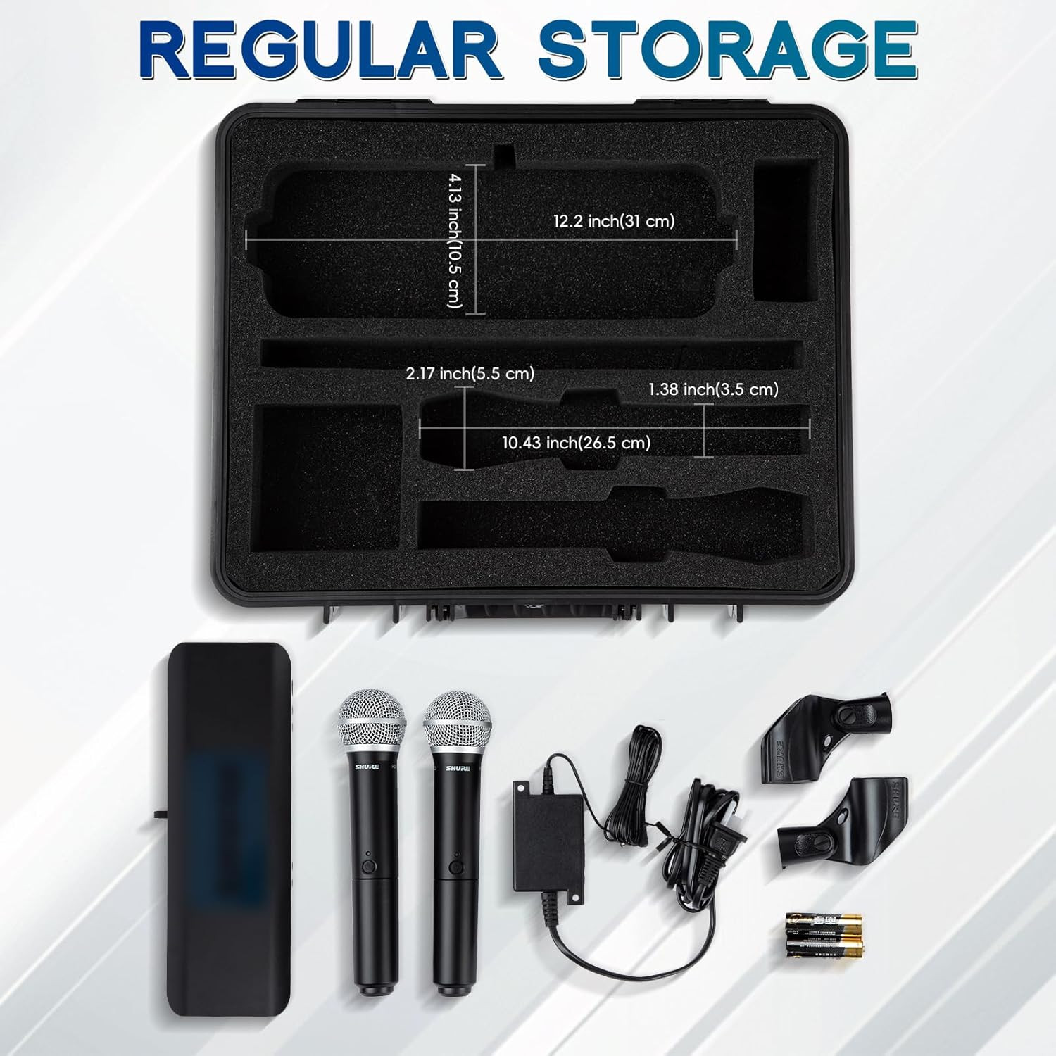 CASE ONLY, Wireless Mic - Hard Shell Case for Shure BLX288/SM58/PG58/BETA58A