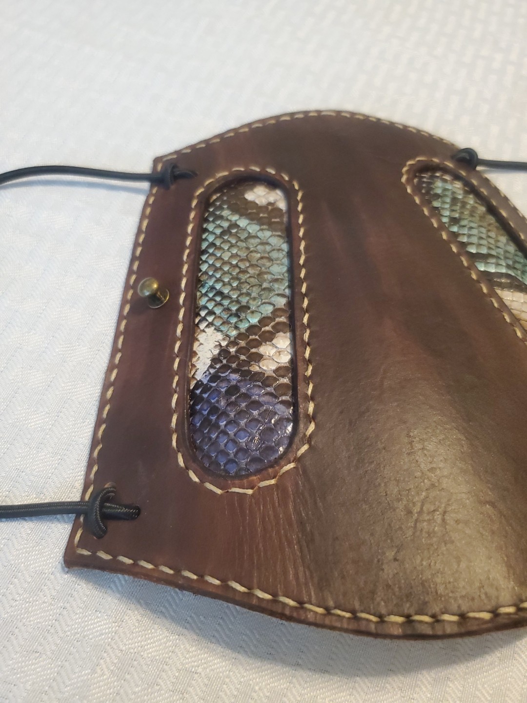 Custom Archery Armguard Snakeskin And Leather. Easy On Easy Off