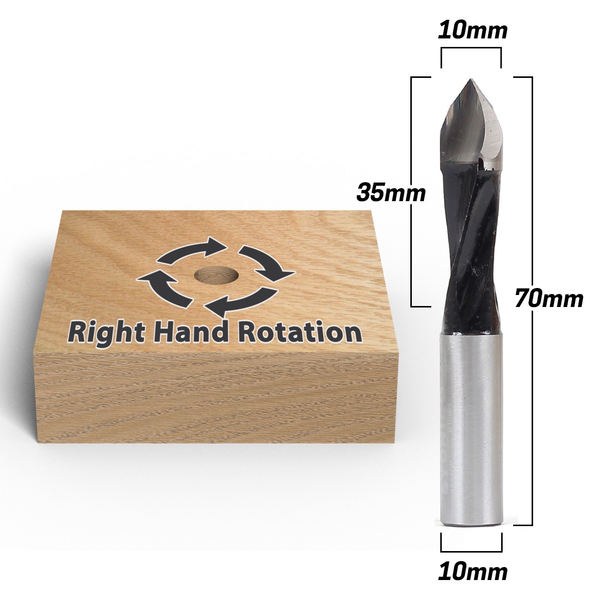10mm Through Hole Boring Bit - Right Hand - 10mm Shank - Yonico 42210R
