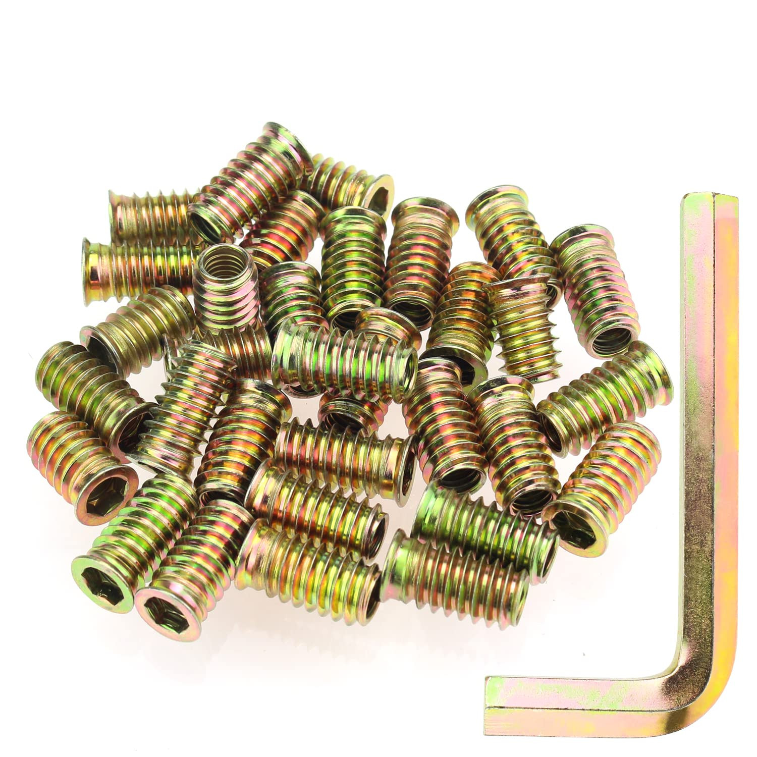 5/16-18 x 25mm Threaded Inserts for Wood with Hex Wrench Zinc Steel 26PCS