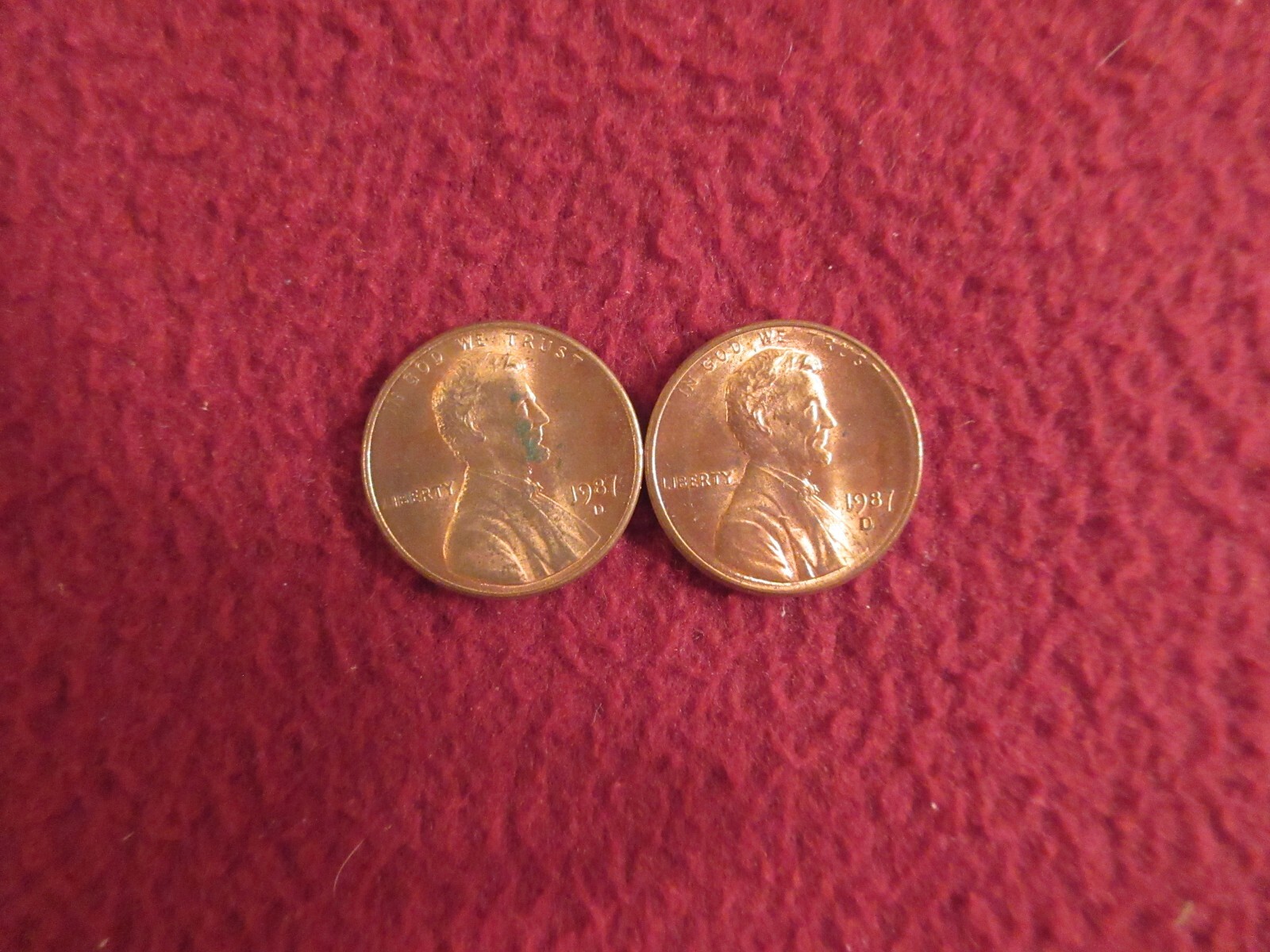 (2) 1987D LINCOLN CENTS 1987 LARGE D & 1987 SMALL D   ERRORS ?