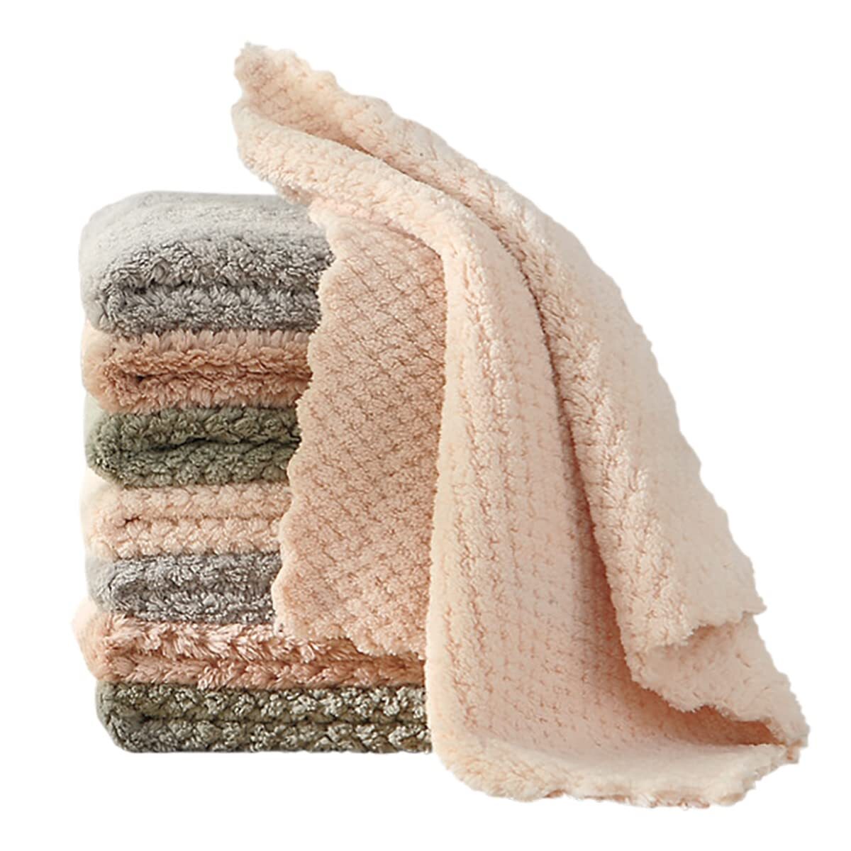 Dish Towels for Kitchen, 8 Pack Premium Coral Velvet Dish Cloths