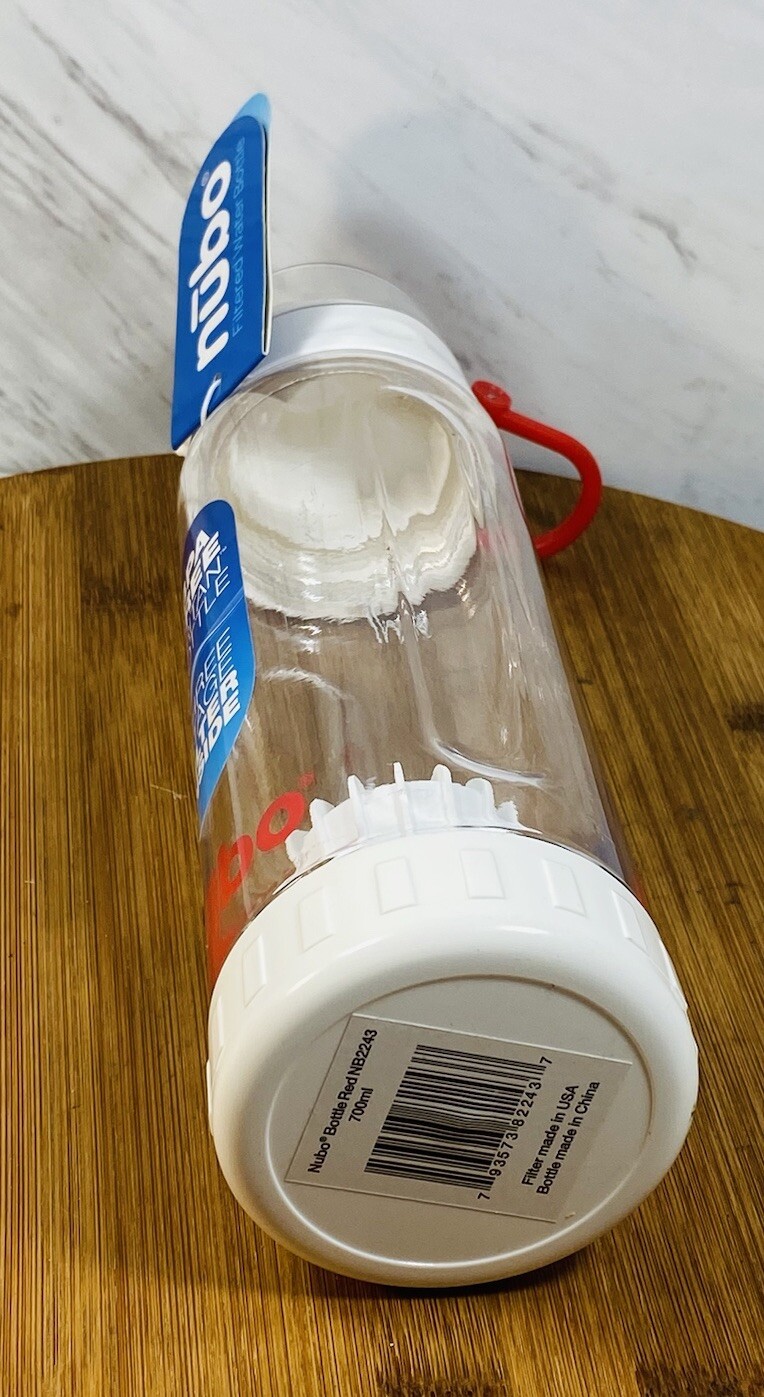 Nubo Filtered Water BPA Free Tritan Bottle Clear Red NB2243 NEW 700ml 23.6oz