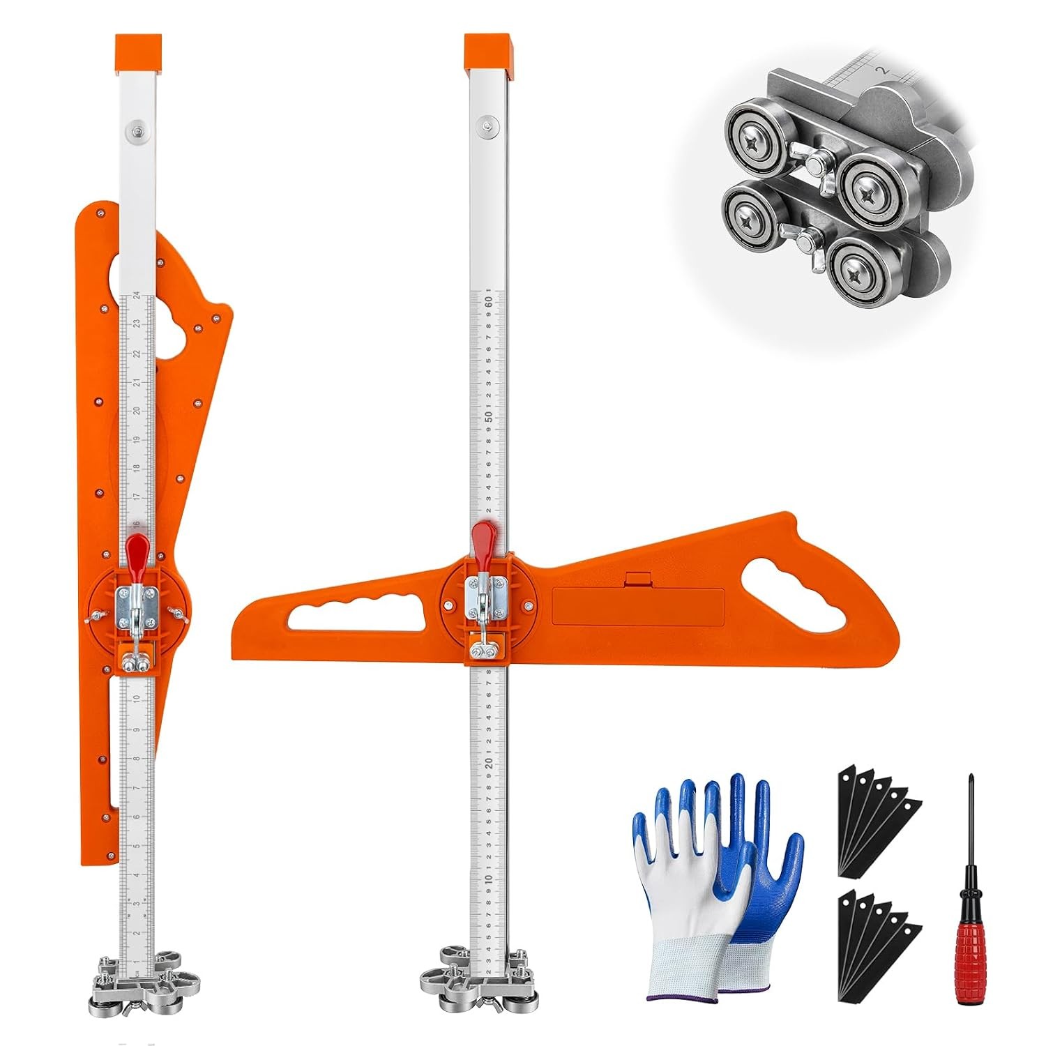 Drywall Cutting Tool with 2 Snap-off Blades and 4 Bearings Dual-Handle