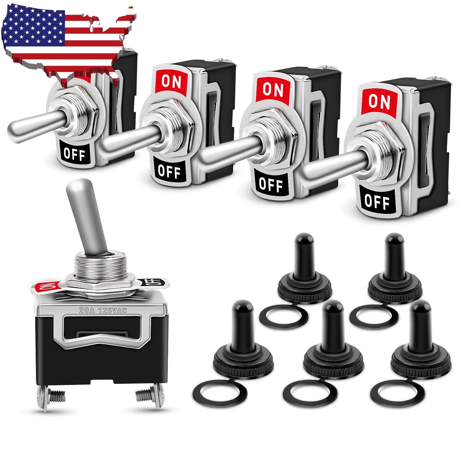 5Pcs 250V Heavy 15A Toggle Switch Car 2Terminal Rocker Boat Duty SPST Waterproof