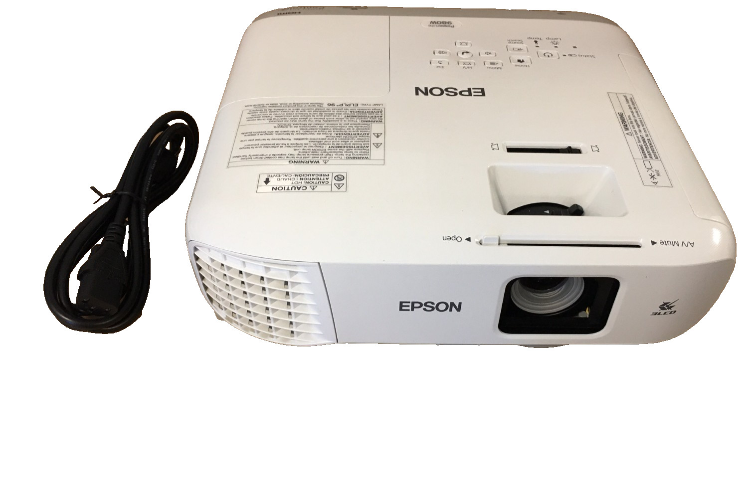 Epson PowerLite 980W 3LCD WXGA 956 NORMAL AND 6320 ECO HOURS W/ POWERCORD