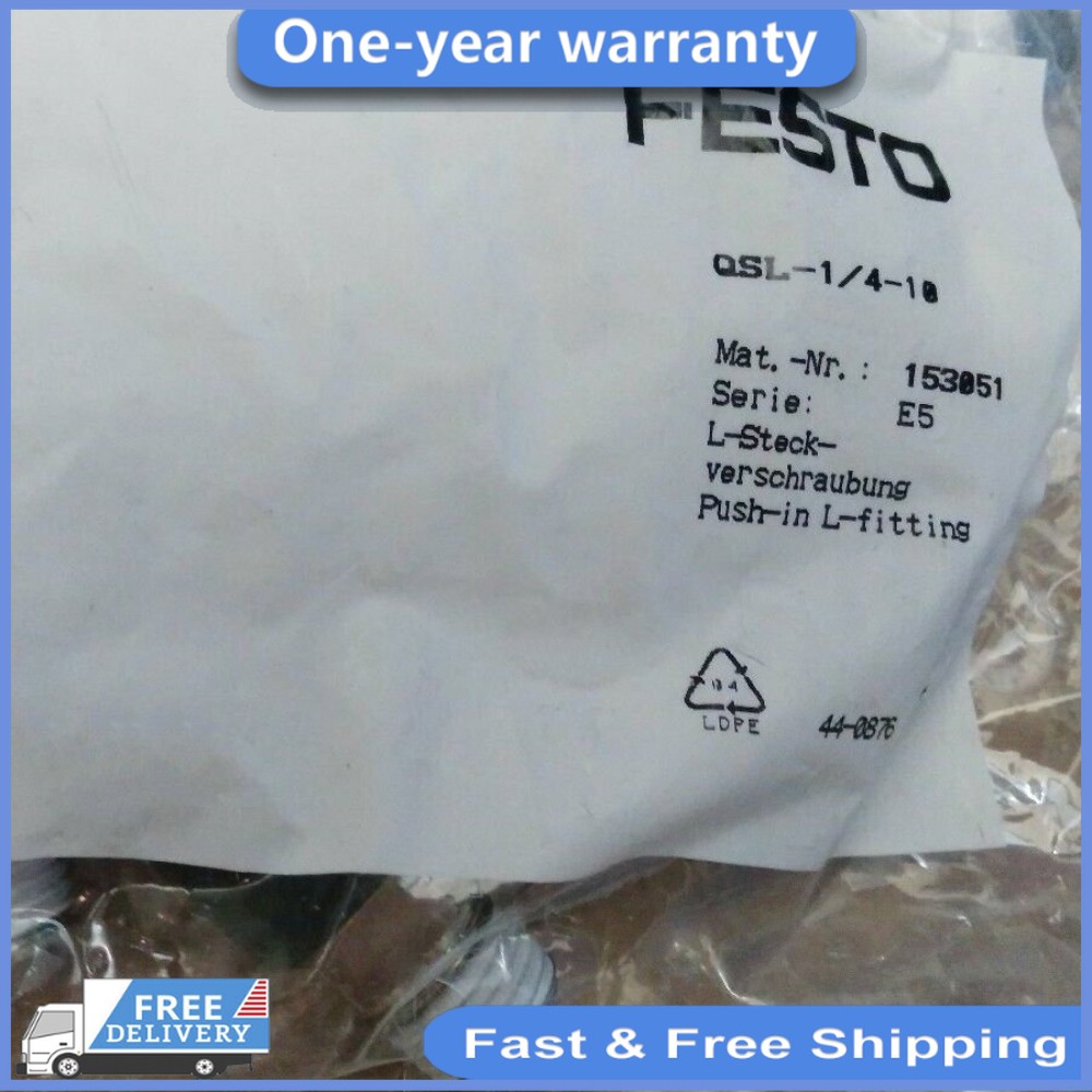 QSL-1/4-10 153051 1Bag/10pcs New FESTO Push-In L-Fitting spot stock Good quality