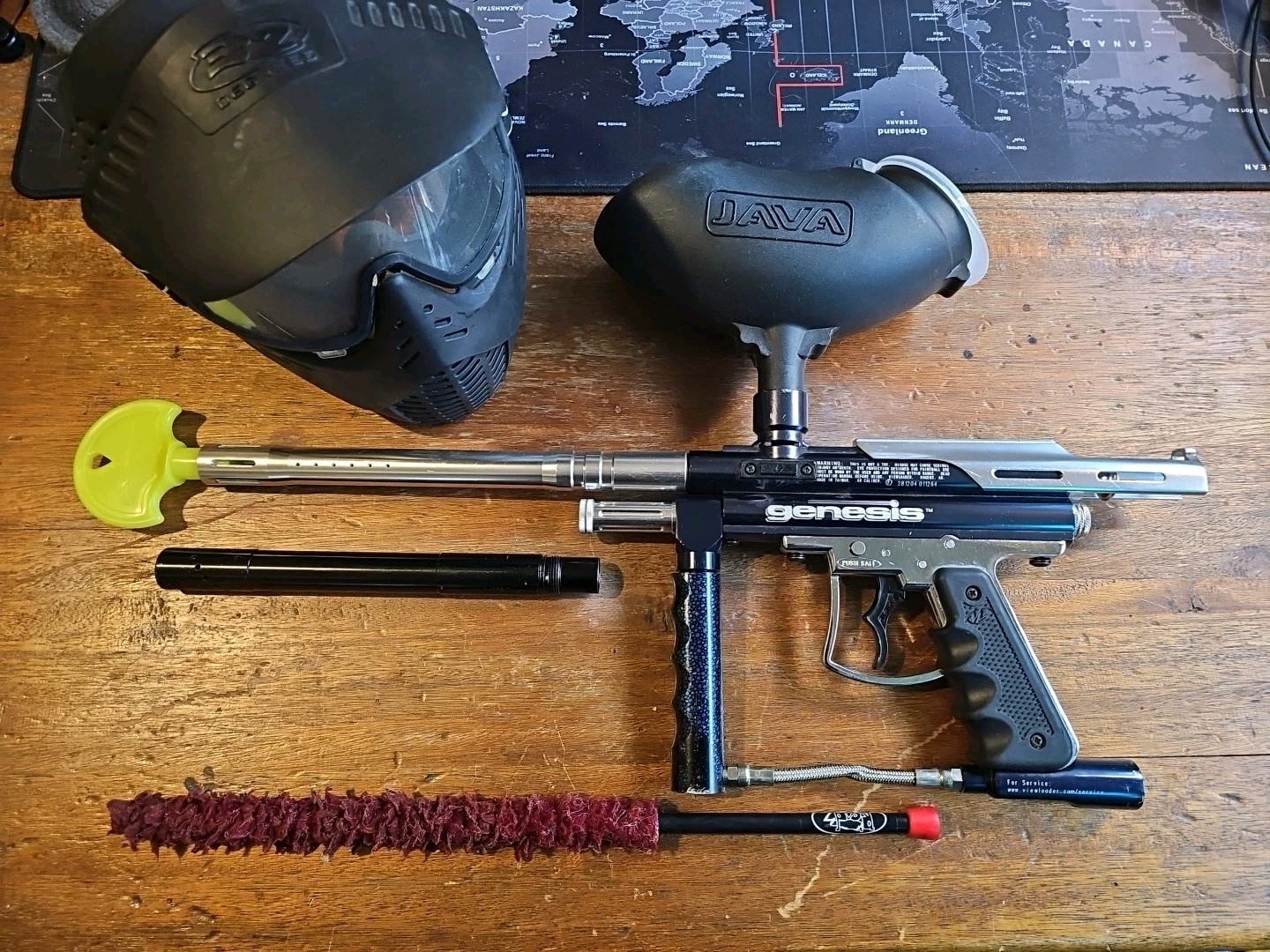 Genesis Paintball Marker Dark Blue + 32 Degrees Mask + 2 Barrels + Extras Bundle