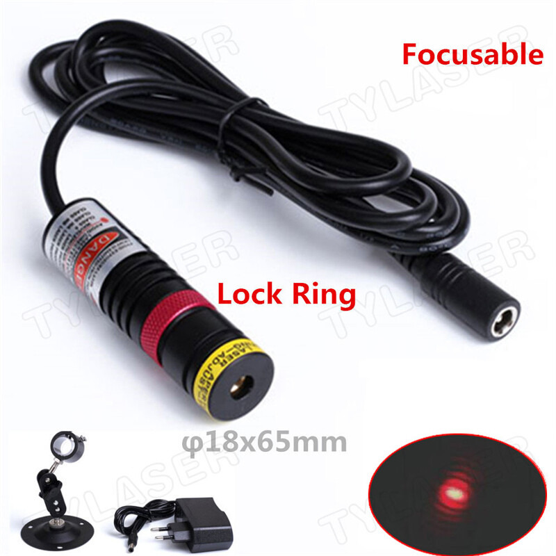 Focusable D18X65mm 650nm/660nm Direct Red Dot Laser Module with Adapter&Bracket