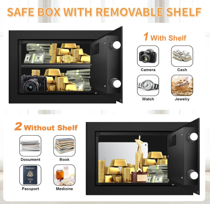1.2 Cuft Fireproof Waterproof Home Safe Digital Keypad with Shelf
