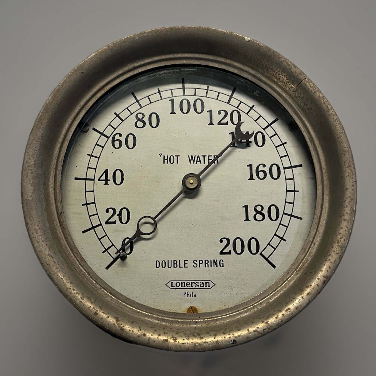 ANTIQUE LONERSAN COLD WATER GAUGE 7" FACE for STEAMPUNK RAILROAD