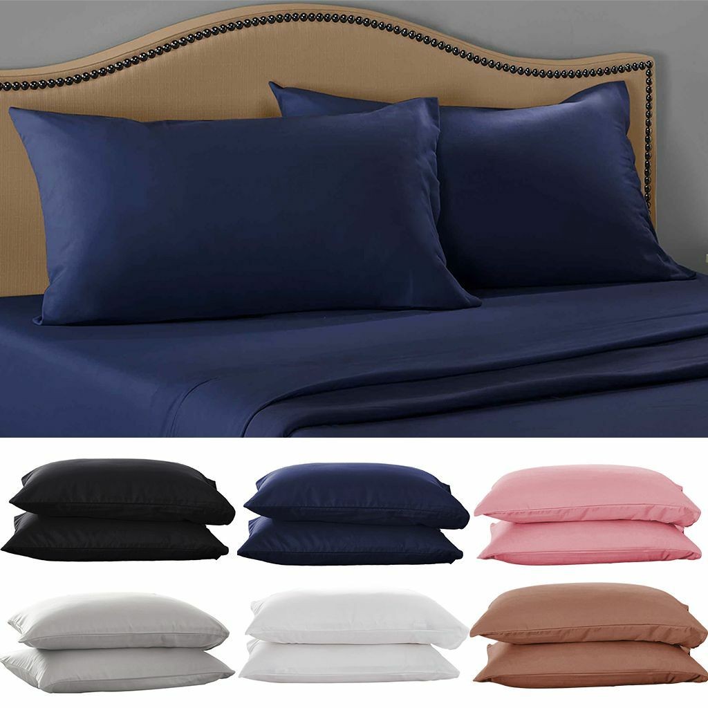1-2Pcs Premium   Bed Pillow Case Covers Soft Pillowcases Standard Queen King USA