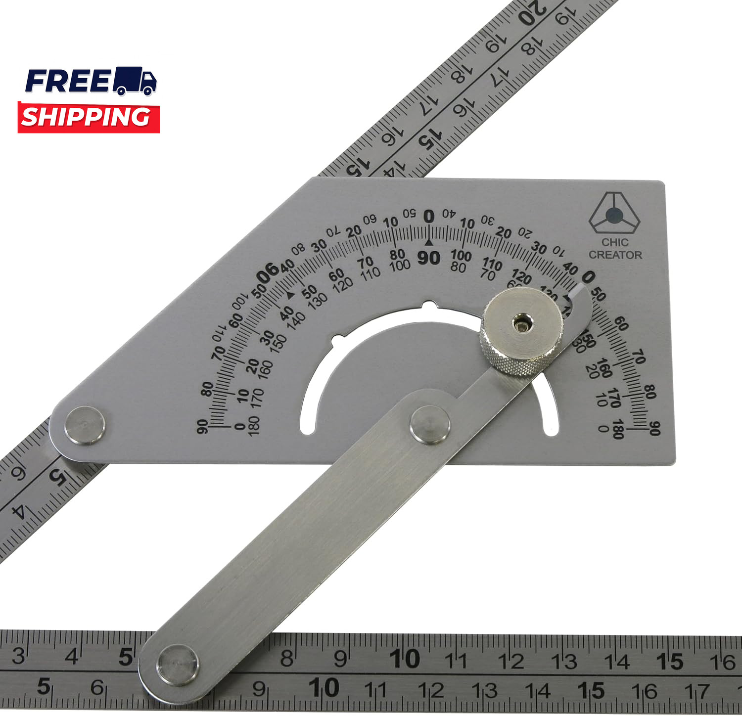 Angle Finder IV Stainless Steel Protractor 0-180 Degrees Measures inside