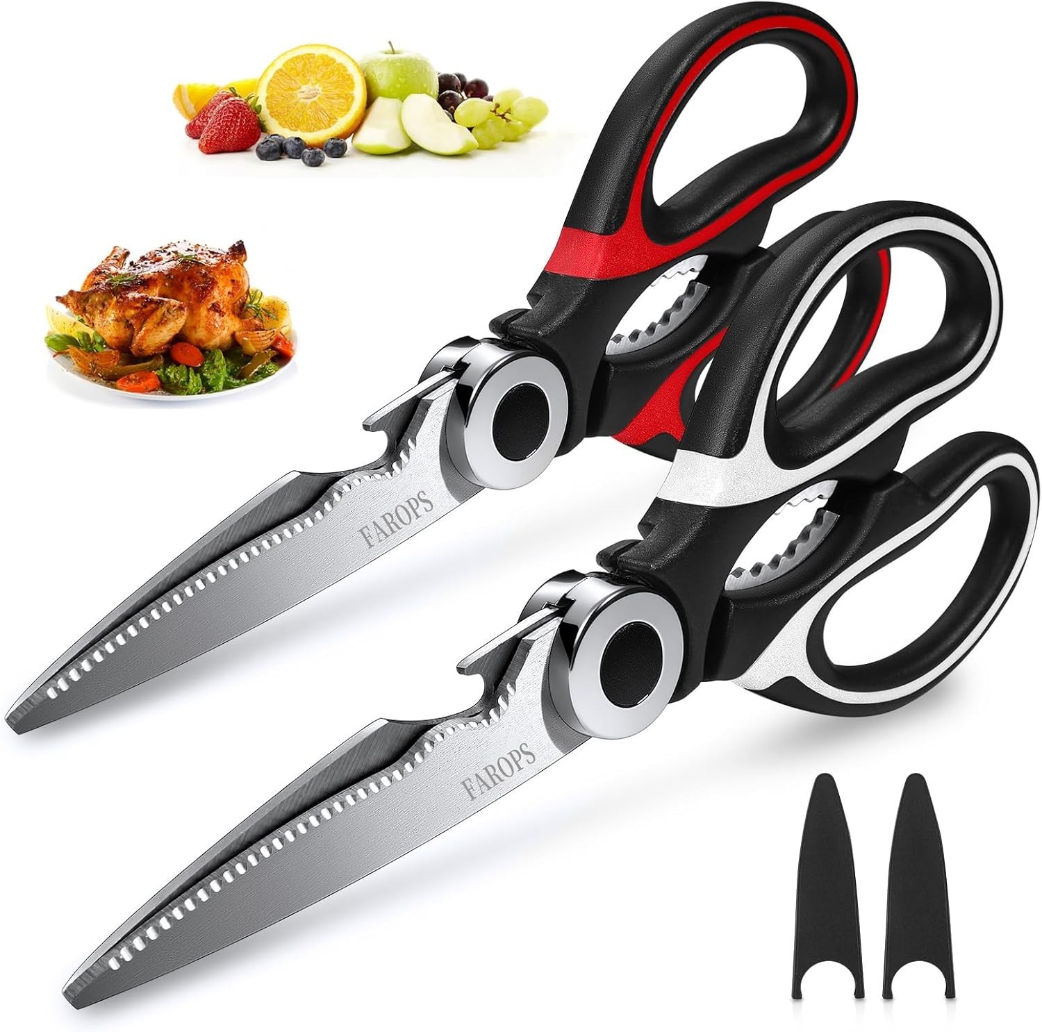 Kitchen Shears Set of 2, Heavy Duty Kitchen Scissors Seafood Scissors, Stainless
