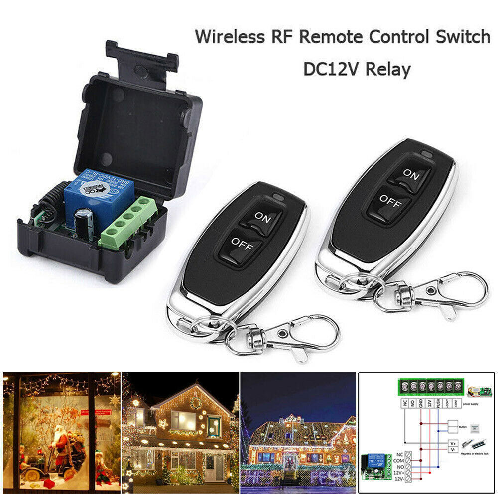 2 Set DC12V 1CH Relay RF Wireless Remote Control Switch Receiver Transmitter