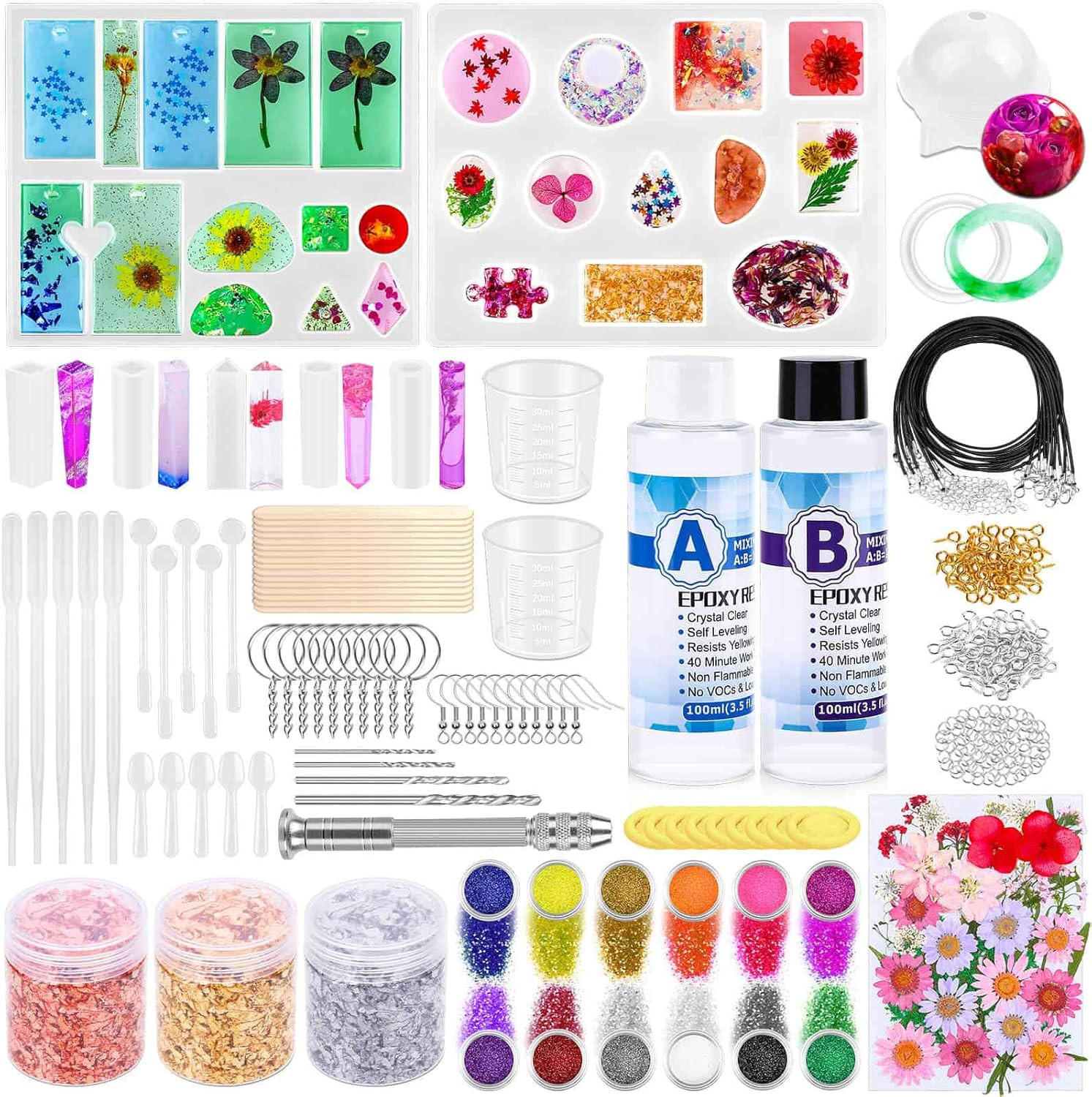 219Pcs Resin Kit for Beginners,  Resin Mold Kit with Resin Molds Silicone and Ep