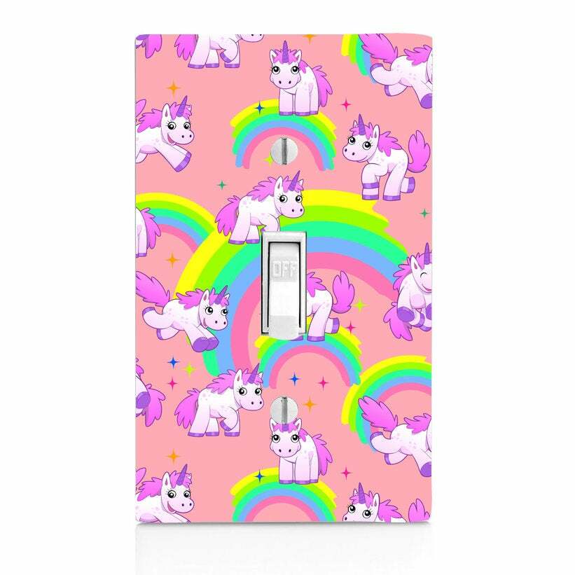 Pink Rainbow Unicorn, Light Switch Cover, Outlet, Home Decor, Night Light, Knob