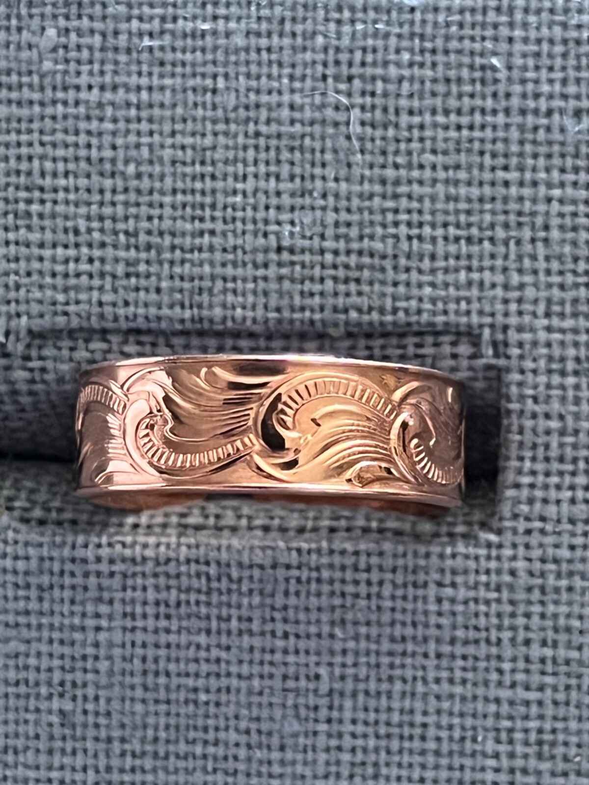 Copper Ring Floral Pattern Open Backed Adjustable size 5 TO 6 1/2 #CR-256