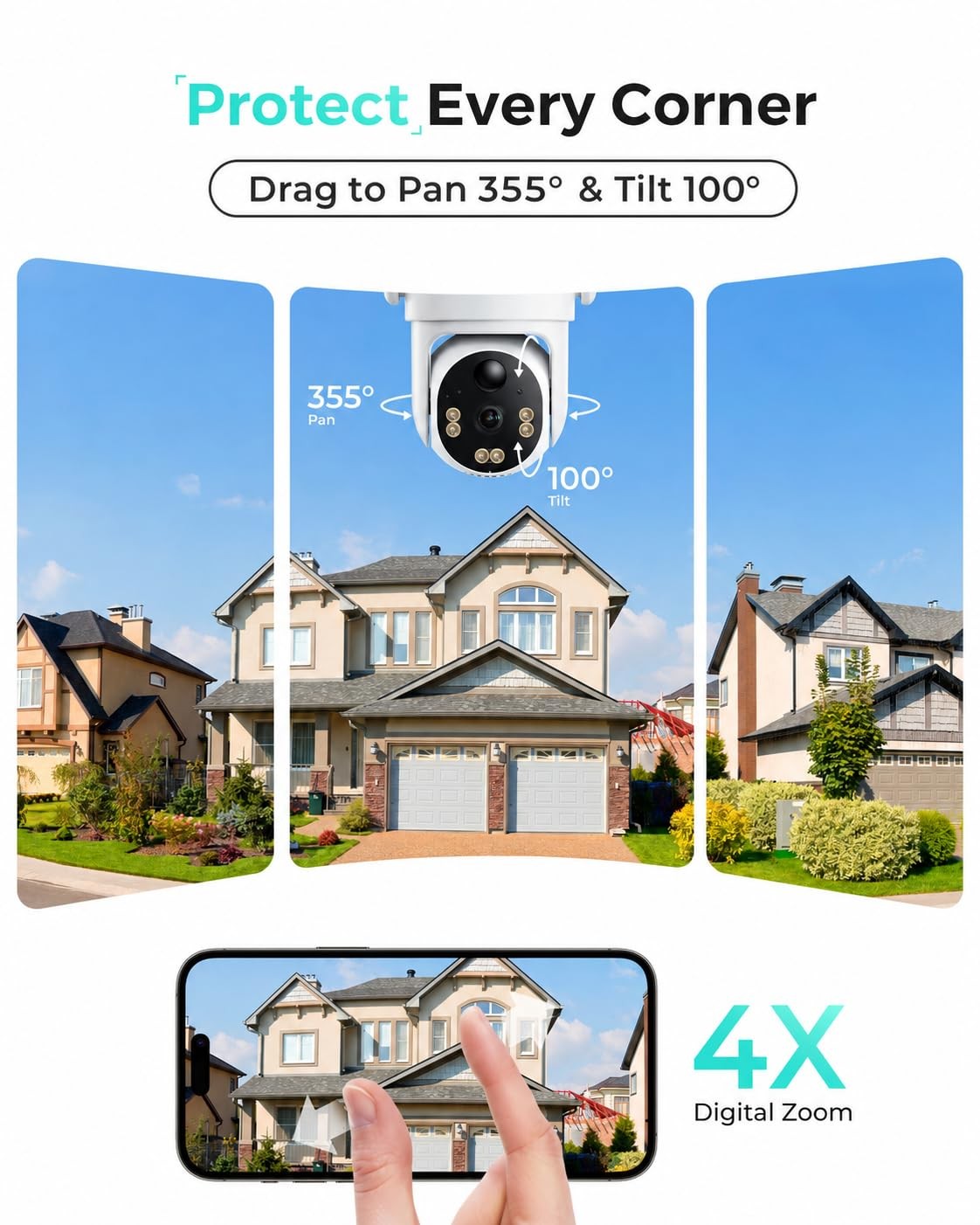 LIWAN Cellular Security Camera Outdoor, No WiFi Camera, 2 Pack White