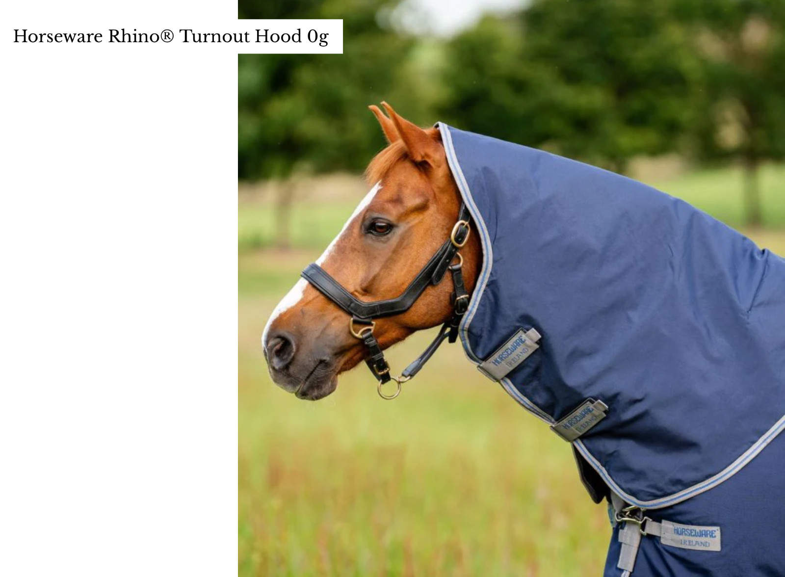 Horseware Ireland Rhino Turnout Hood • 0g Light • M • Navy/Titanium Grey & Blue