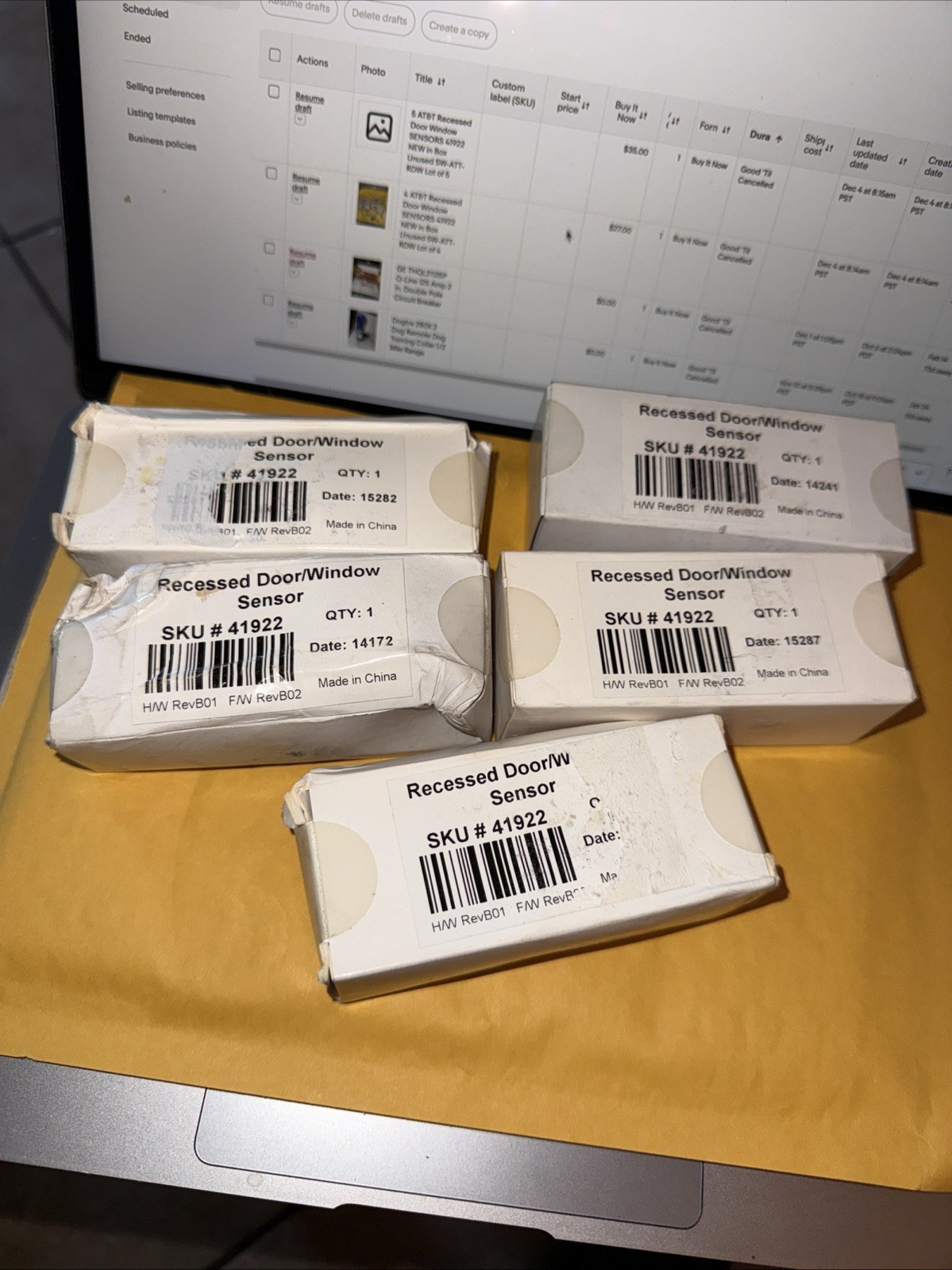 5 AT&T Recessed Door Window SENSORS 41922 NEW in Box Unused SW-ATT-RDW Lot of 5