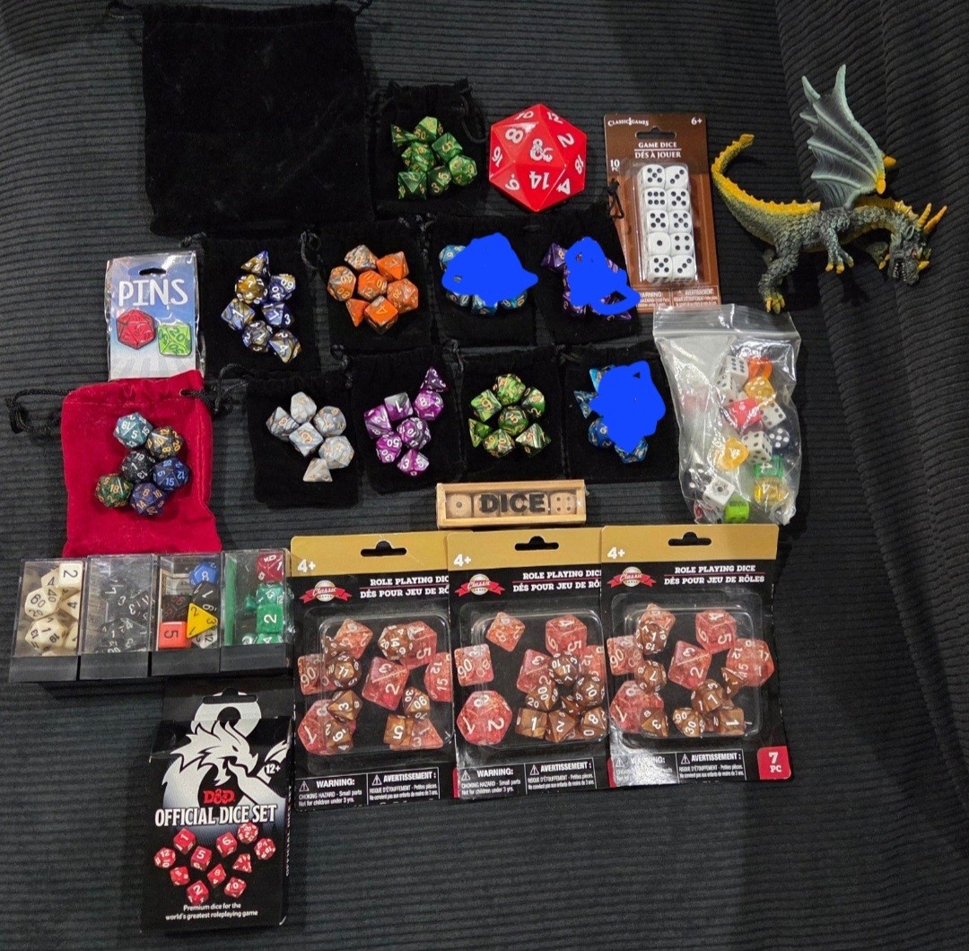 Lot of D&D Misc Roleplaying RPG Dice Sets - Dark Dragon Included