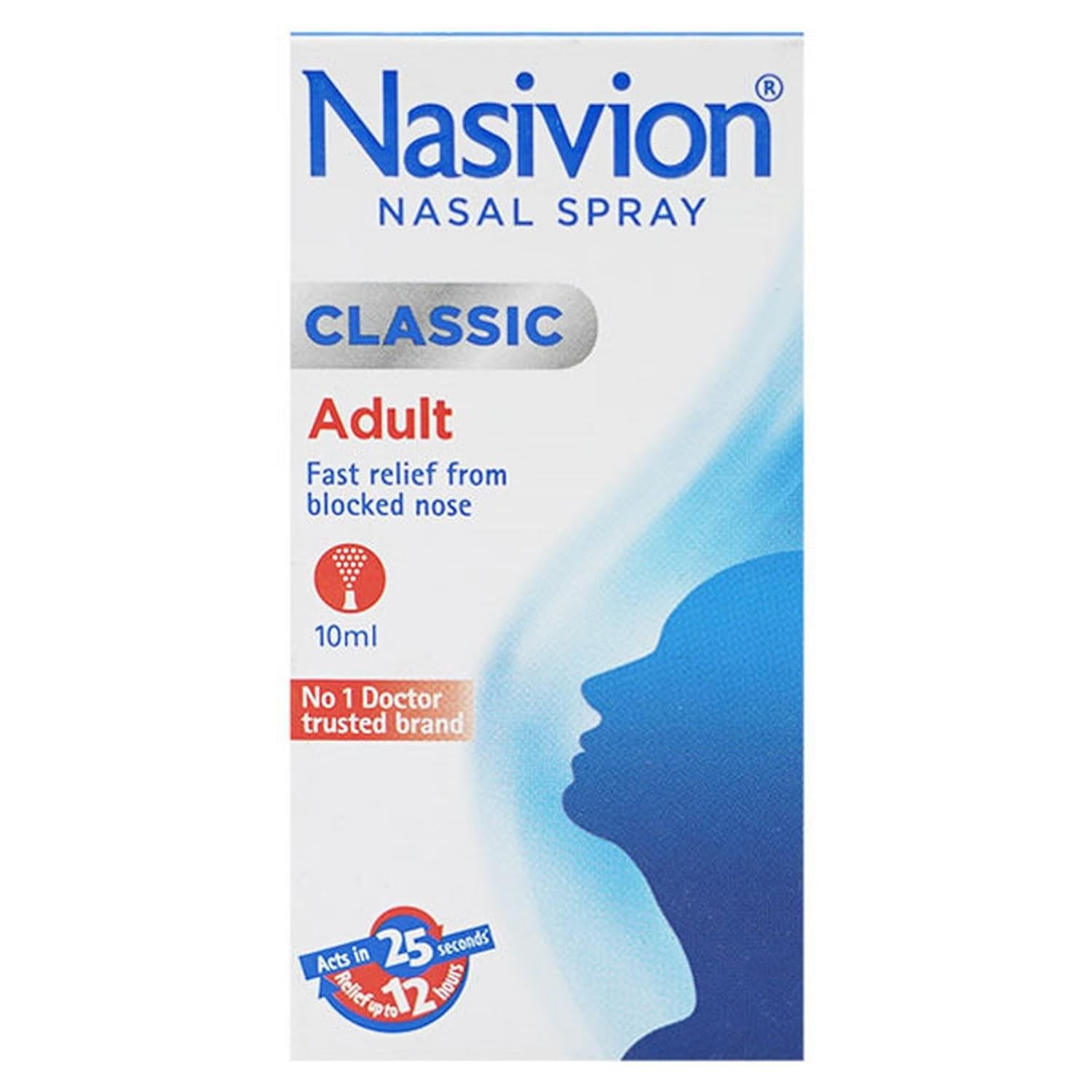 2x Nasivion Classic Adult - Bottle of 10ml Spray Pure Natural Drop Free Postage