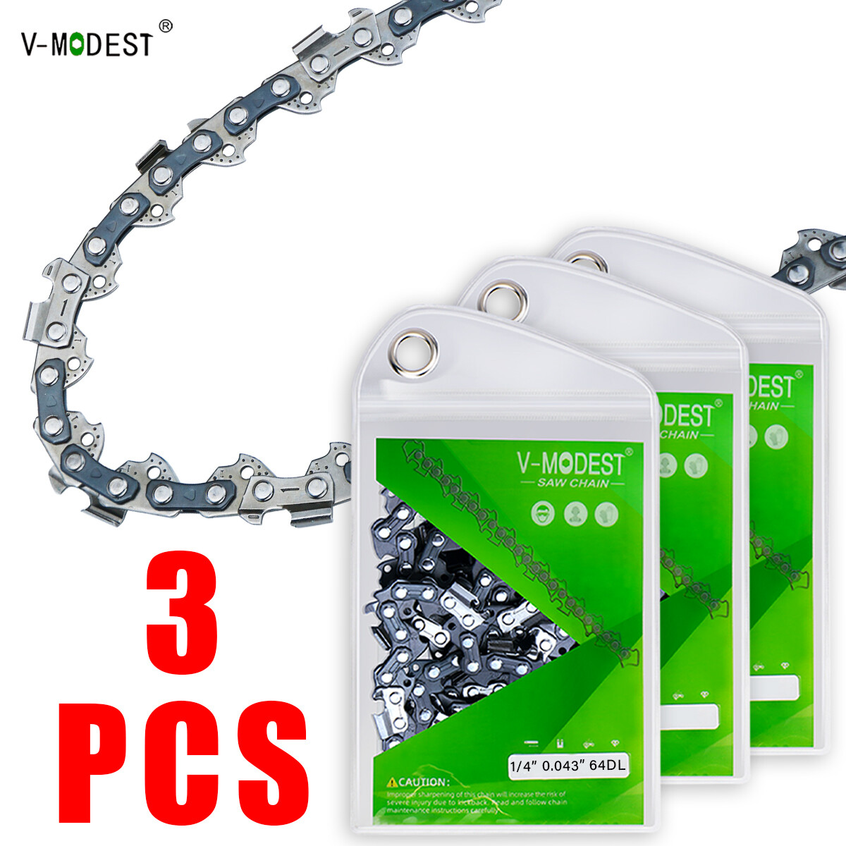 3PCS 12 Inch Chainsaw Chain 1/4" .043" 64DL Fit Stihl MSA120 C-B MSA140 C-B etc.