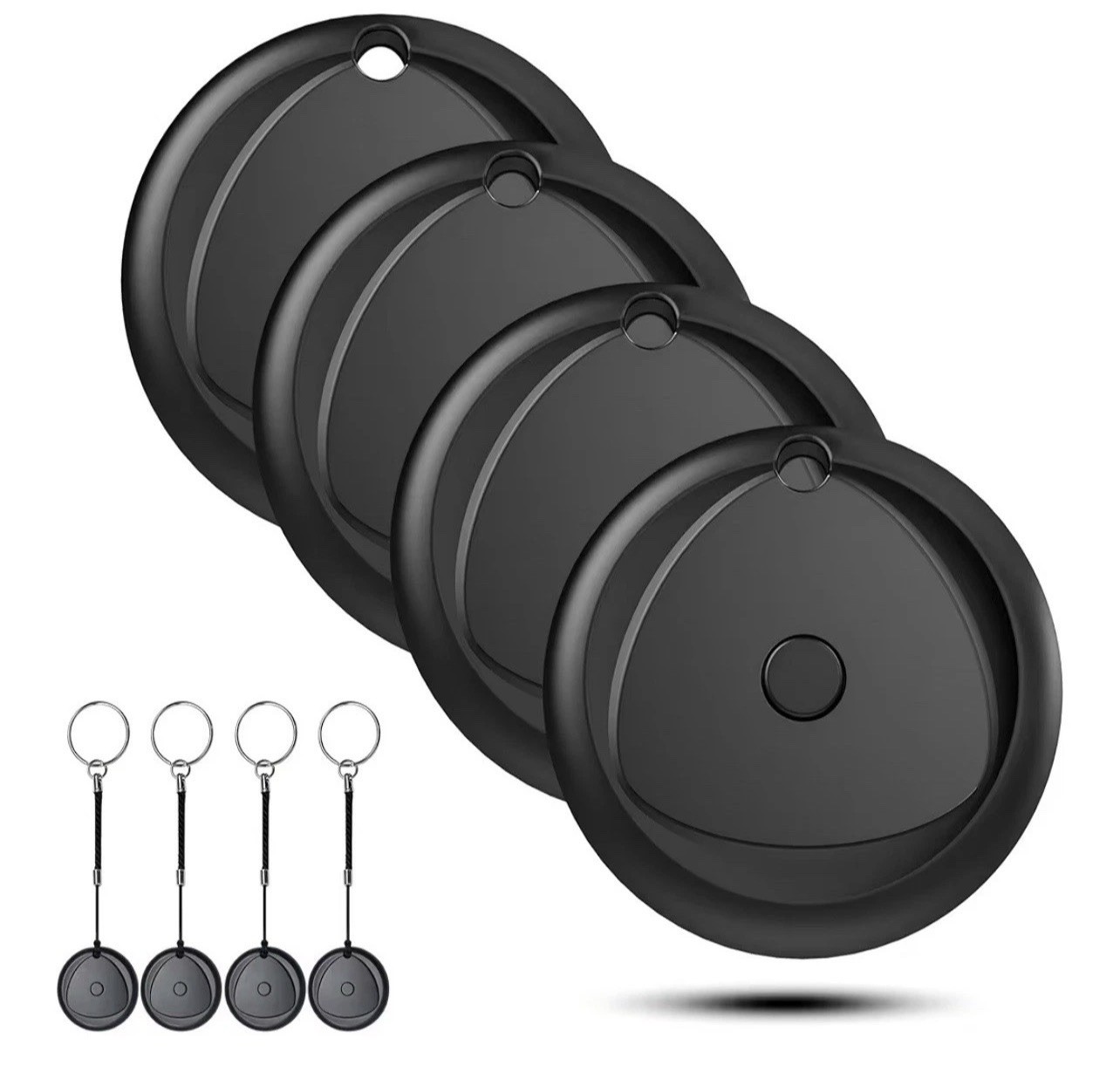 Tracker Tags-4 Pack Work with Apple Find My (iOS Only) Plus 4 Keychains